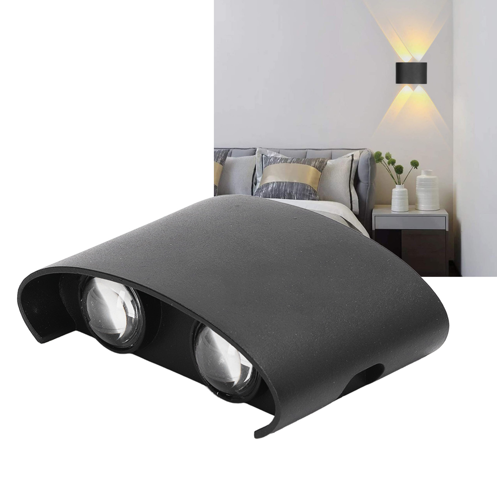 Wasserdichte Led-wandleuchte, Modernes Design, Für Den Innen- Und Außenbereich, 90–265 V, 4 W, Schwarzes Gehäuse, Weißes Licht