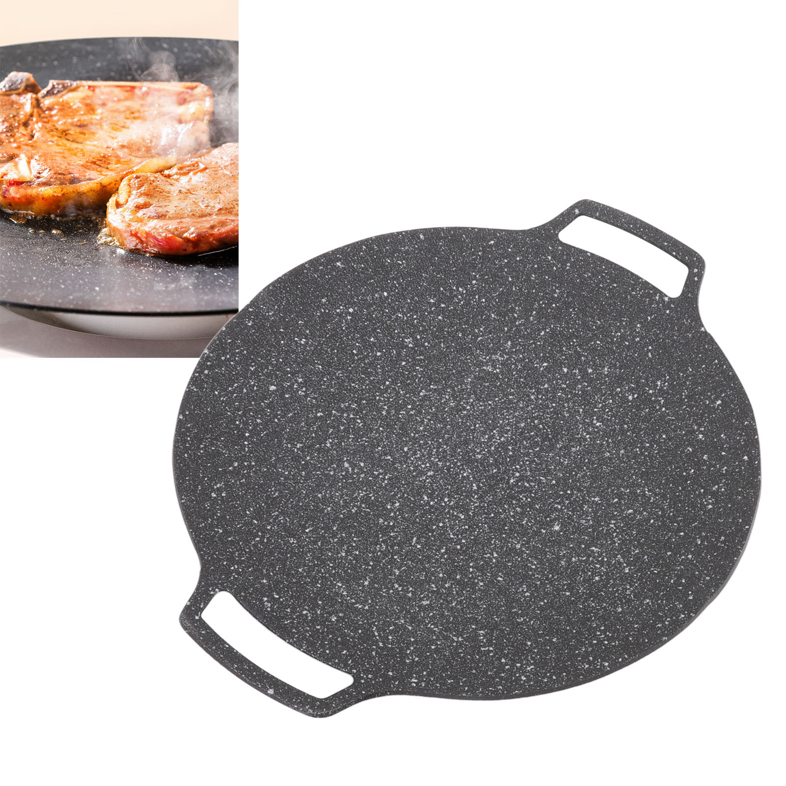 Koreanische Grillplatte, Antihaftbeschichtung, 33 Cm Runde Pfanne, Ideal Für Den Einsatz Zu Hause Und Auf Gasgrills.