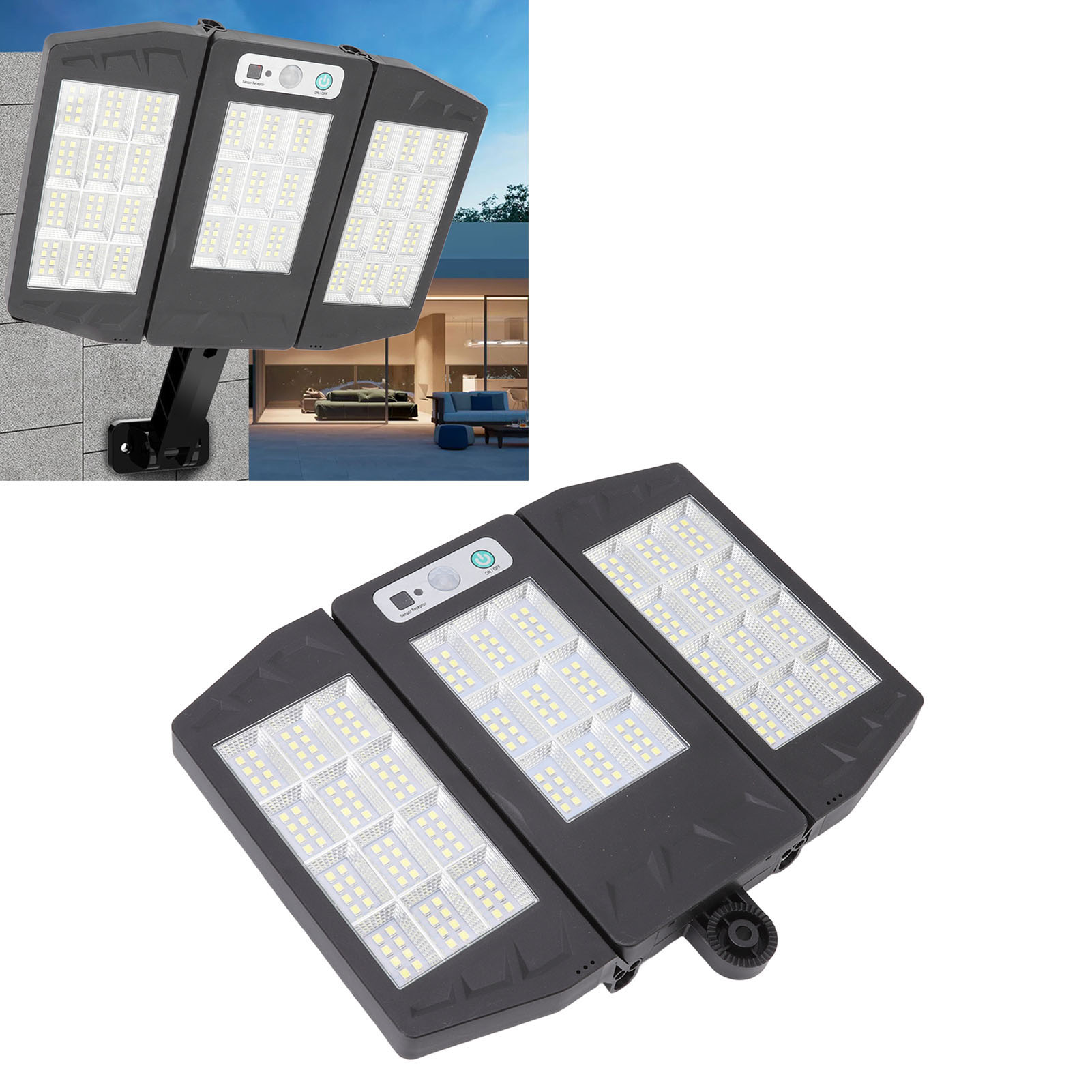 Solarbetriebene Straßenleuchte Mit Bewegungsmelder, 264 Leds, Ip65 Wasserdicht, Für Den Außenbereich, Hof, Einfahrt, Garten Oder Mauer.