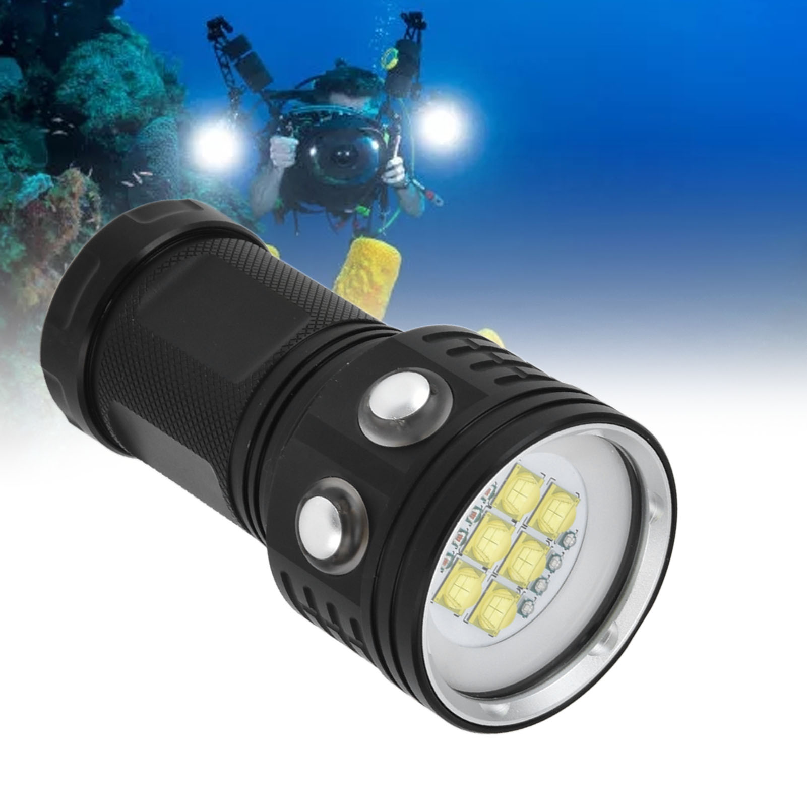 14-led-tauchlampe, Tragbare Unterwasserbeleuchtung Und Zusatzbeleuchtung Für Die Fotografie, Wasserdicht Bis 100 Meter Tiefe, Drei Lichtfarben, Sieben Beleuchtungsmodi, Ipx8 Wasserdichtes Gehäuse Aus