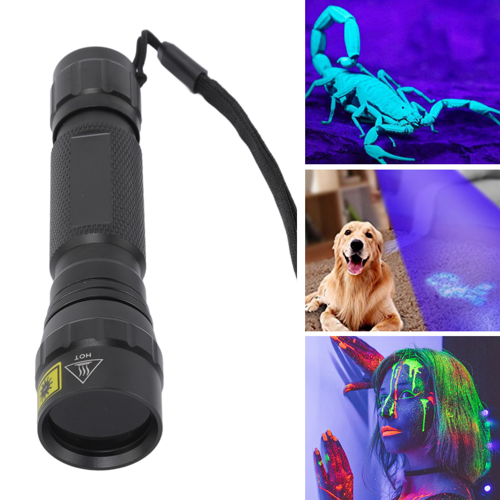 Uv-taschenlampe, Schwarzlicht-taschenlampe, 365-nm-schwarzlichtspiegel, Falschgelddetektor, Katzenringwurm-detektor, Skorpion-anti-taschenlampe
