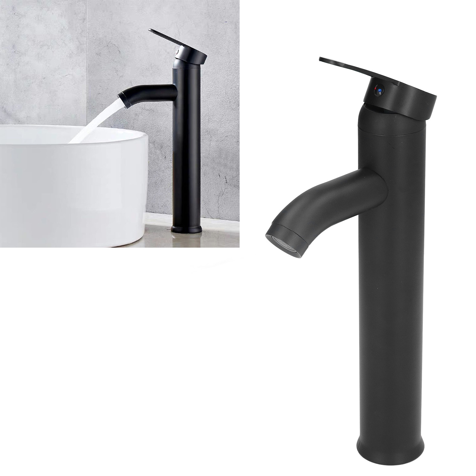 Schwarzer Edelstahl-warmwasserhahn G1/2 Für Warm- Und Kaltwasser, Aufsatzwaschtischarmatur Im Europäischen Stil, Badezimmerarmatur.