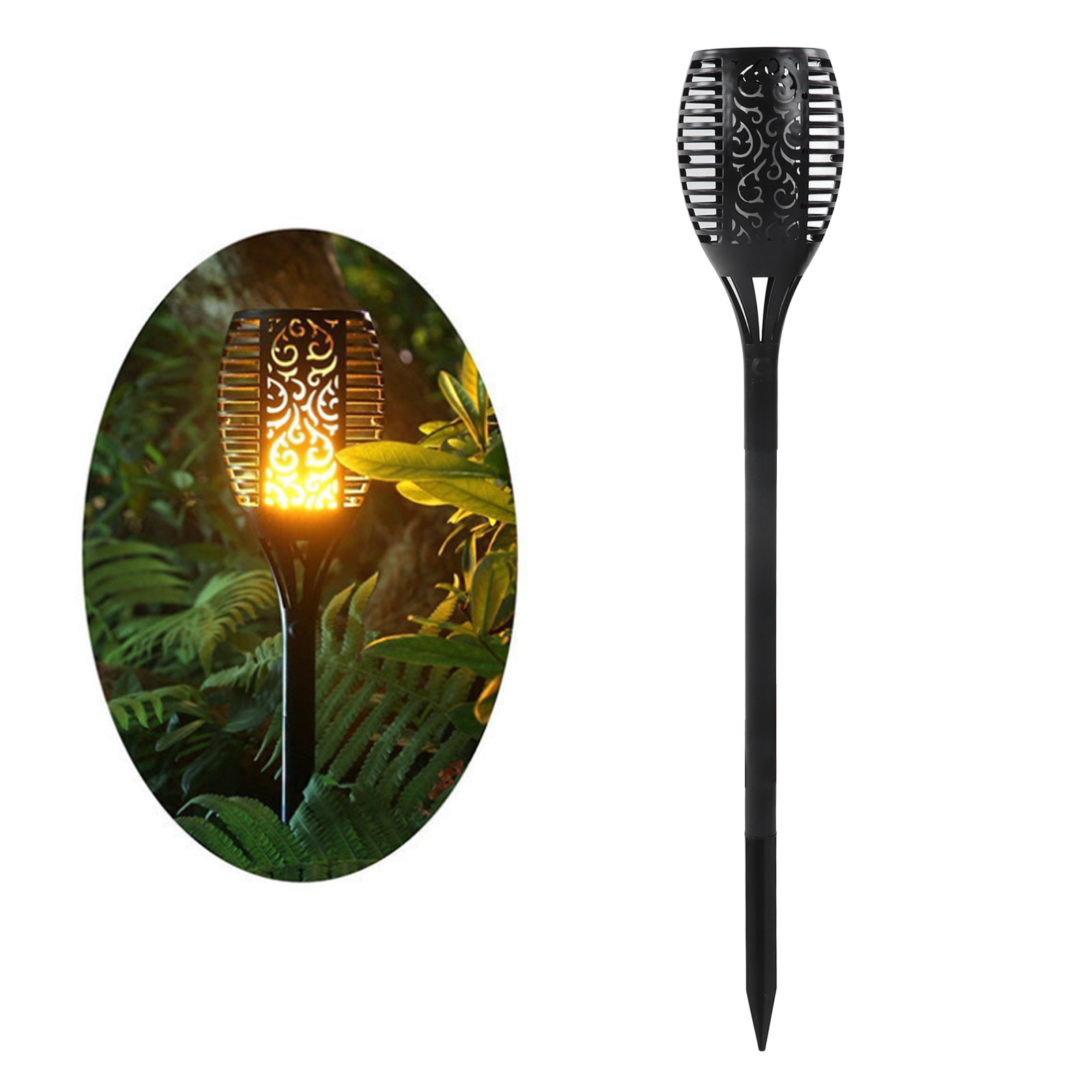 Solar-gartenleuchte (96 Led-flammenlicht, Dekorative Außenleuchte Zum Einstecken In Den Boden Für Garten Oder Hof Mit Sensor)