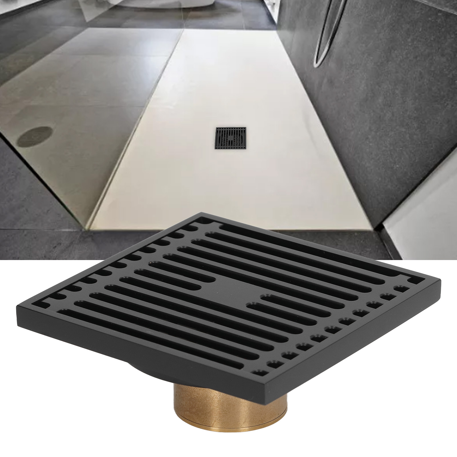 Hochleistungsfähiger, Geruchsneutraler Duschbodenablauf Aus Schwarzem Kupfer Für Badezimmer, Wc, Balkon Und Flache Wasserbereiche