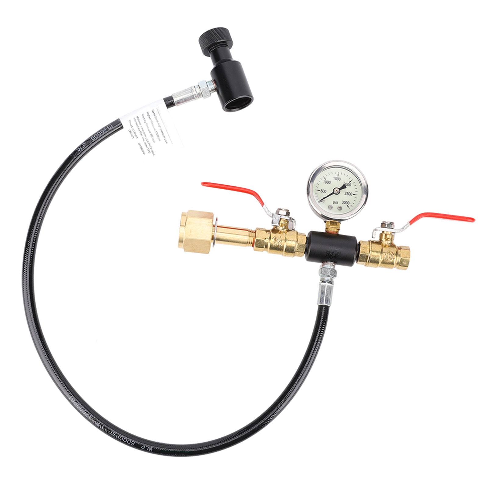 24-zoll (61 Cm) Doppelventil-co2-füllschlauchadapter Mit 3000-psi-manometer Für Sodastream G1/2-flasche