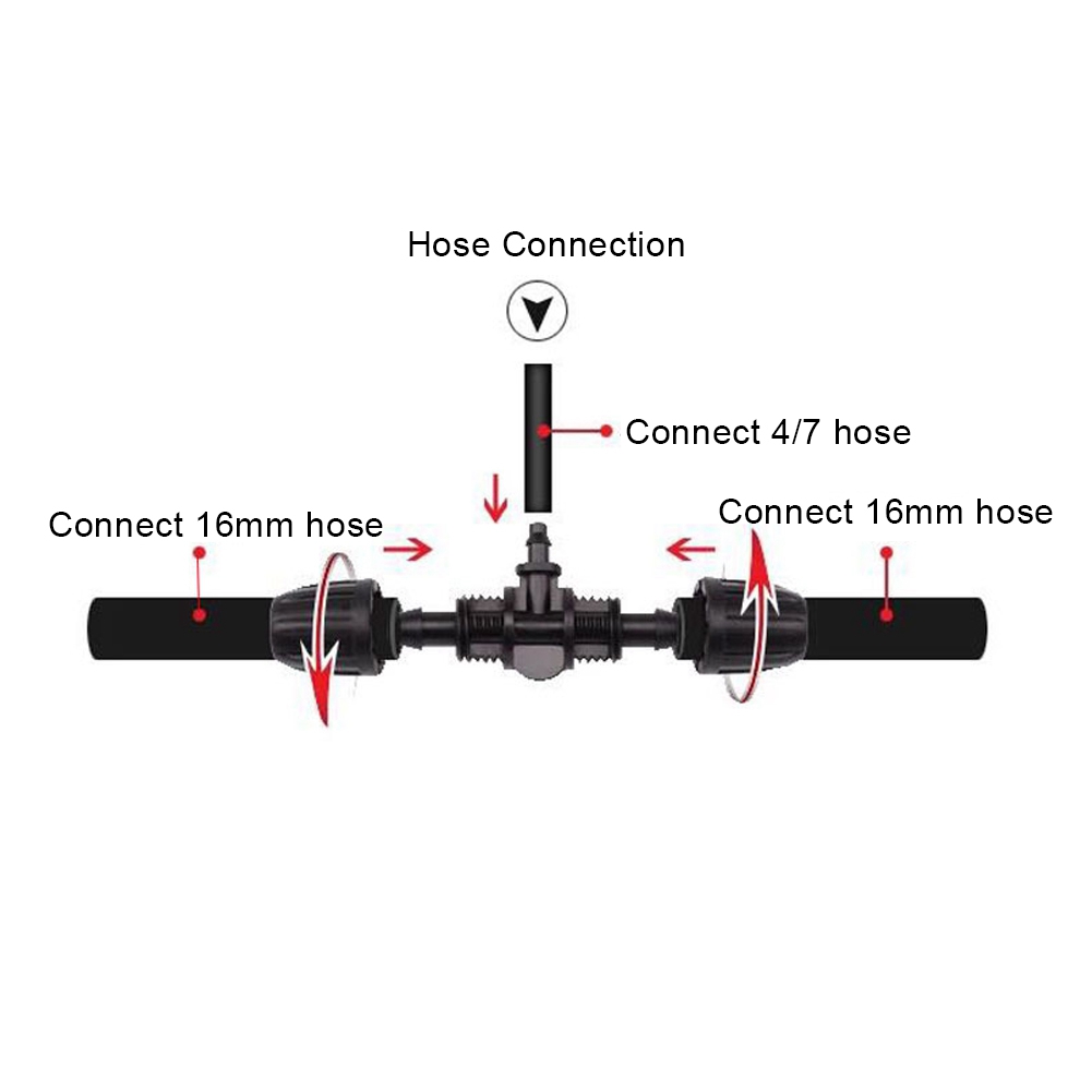 10 T-stücke Mit Widerhaken Und Verriegelung Für Den Gartenbereich, 16 Mm Bis 4/7" Für Pe-gartenschläuche