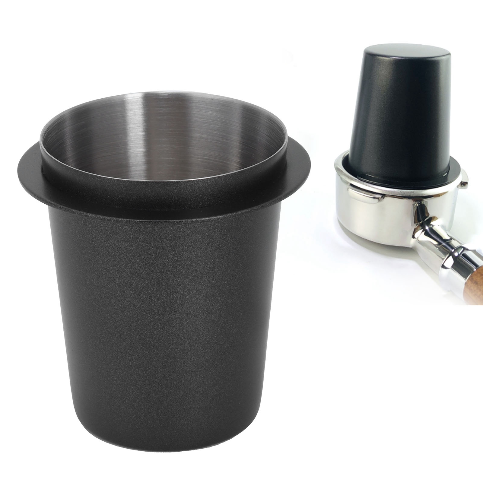 58-mm-kaffeedosierer Aus Edelstahl Mit Griff Für Kaffeemaschinen, Dosierzubehör, Schwarz
