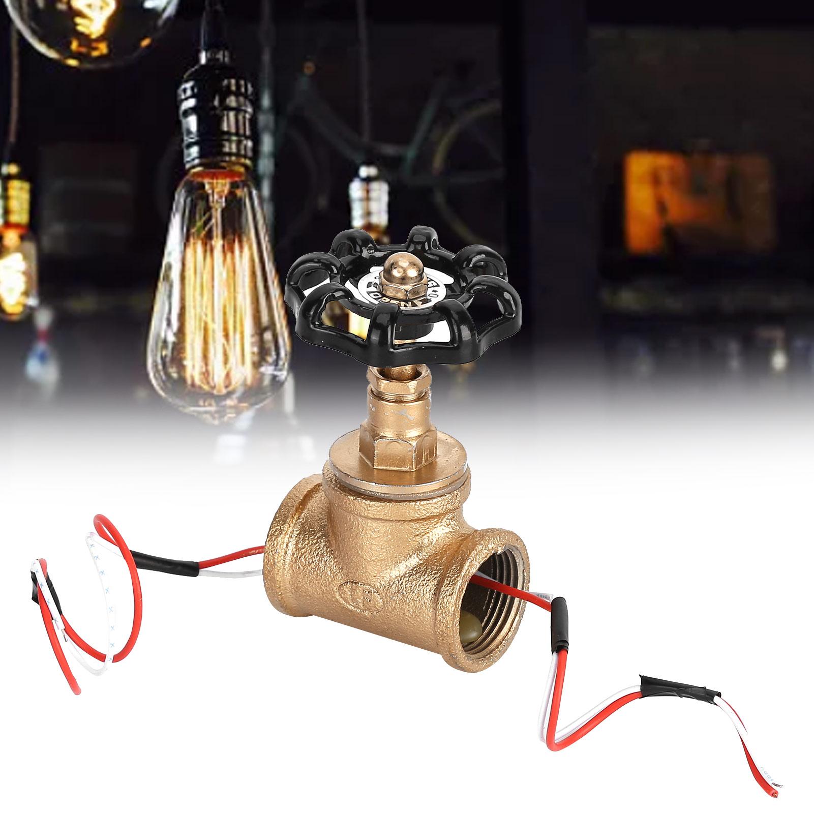 Vintage-industrie-retro-steampunk-lampenschalter, Schwarz, 3/4 Zoll, Mit Roten Und Weißen Kabeln, Für Zuhause Oder Werkstatt