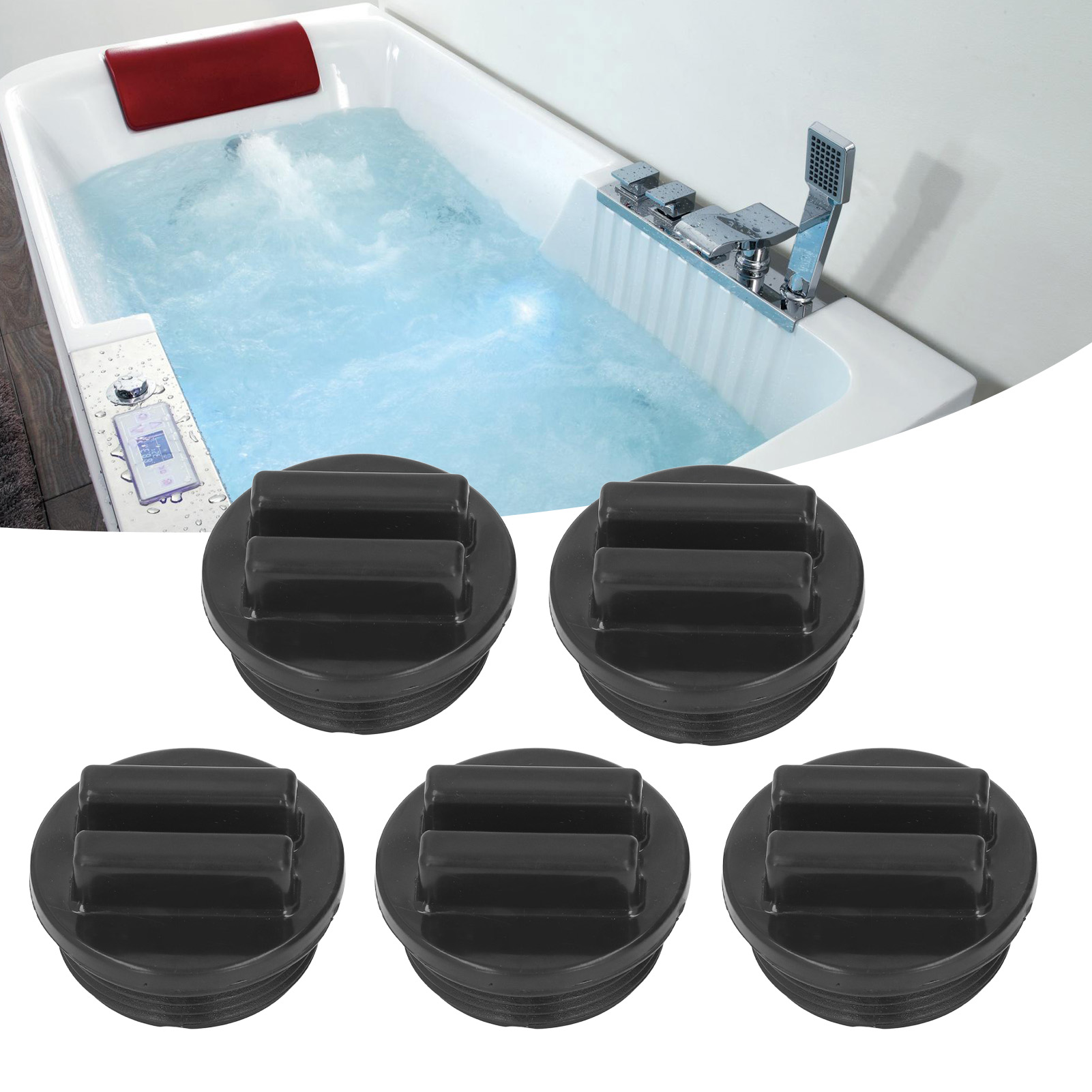 Packung Mit 5 G1-1/2 Außengewinde-frostschutzstopfen Für Rücklaufleitungen, Mit O-ring, Für Schwimmbäder Und Whirlpools (schwarz).