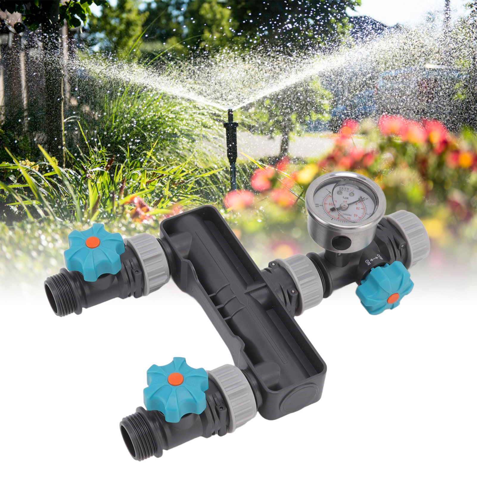 Bewässerungswasserspender, Wasserzapfhahn, Einstellbarer Zweiwege-wasserspender, Sprinklerschalter, Bewässerungs-sprinklergerät