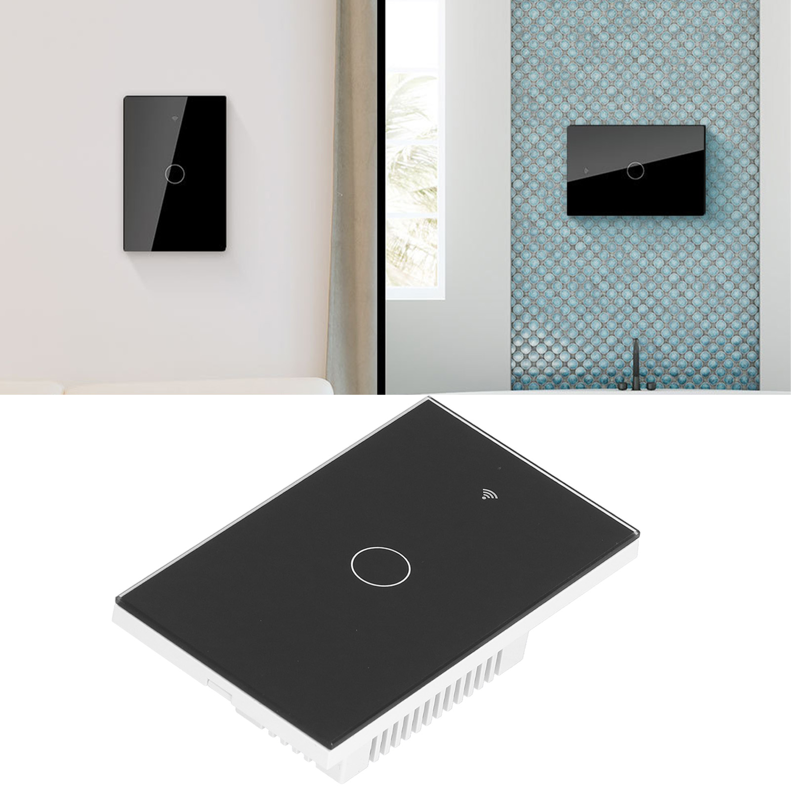 Tuya Zigbee-touch-schalter, Wandplatte Mit Sprachsteuerung, 100–240 V, Schwarz
