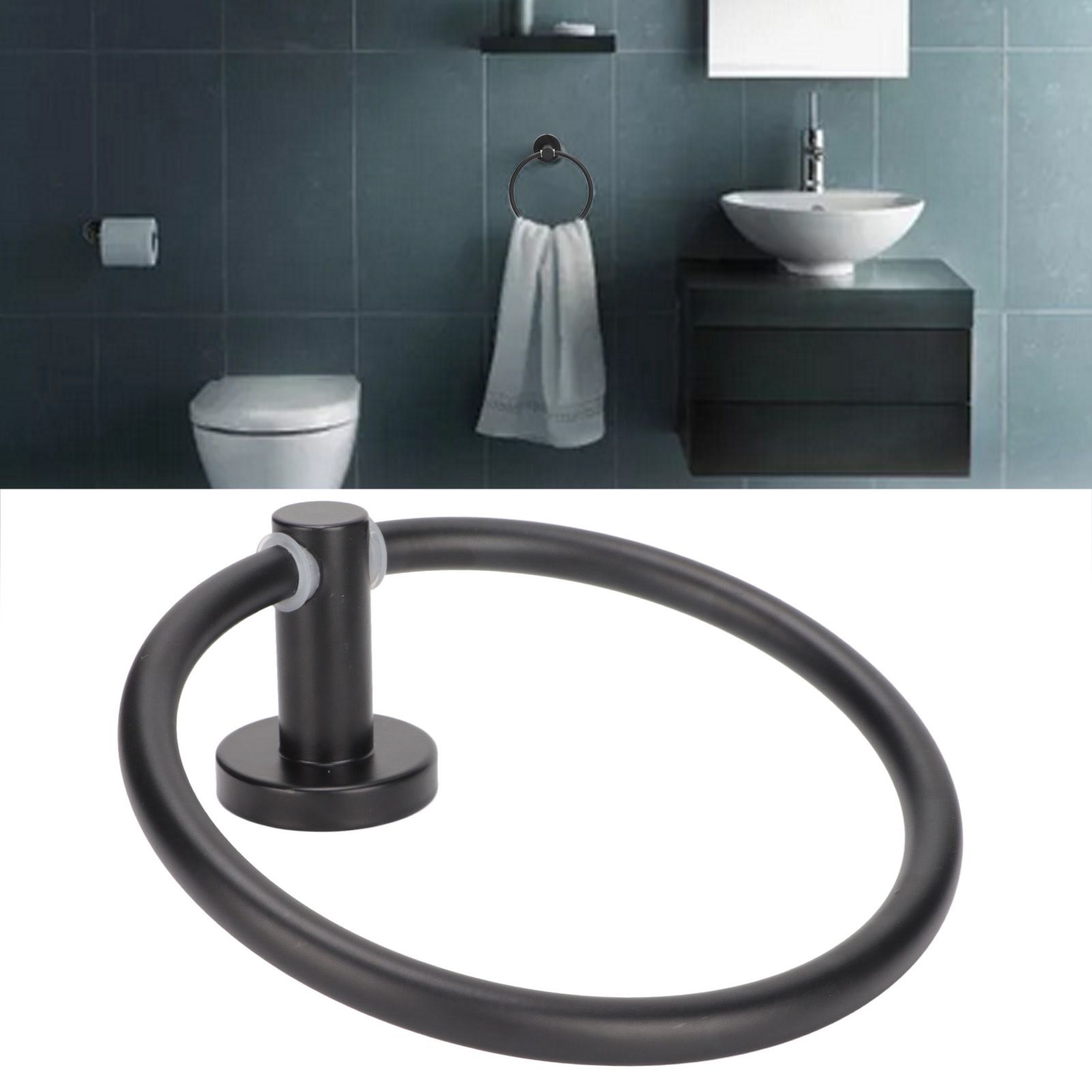 Platzsparende Aluminiumringe Und Handtuchhalter Für Badezimmer, Balkone, Hotels Und Pensionen – Schwarz.