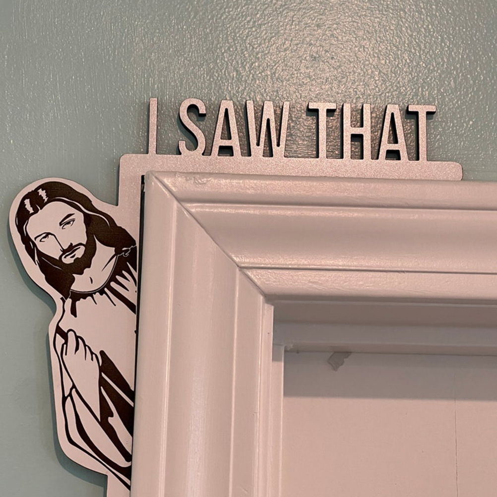 Originaler Religiöser Türeckschmuck Mit Der Darstellung Jesu „ich Sah Dies“, Schwarz, Für Die Linke Ecke, 1 Stück, Einheitsgröße.
