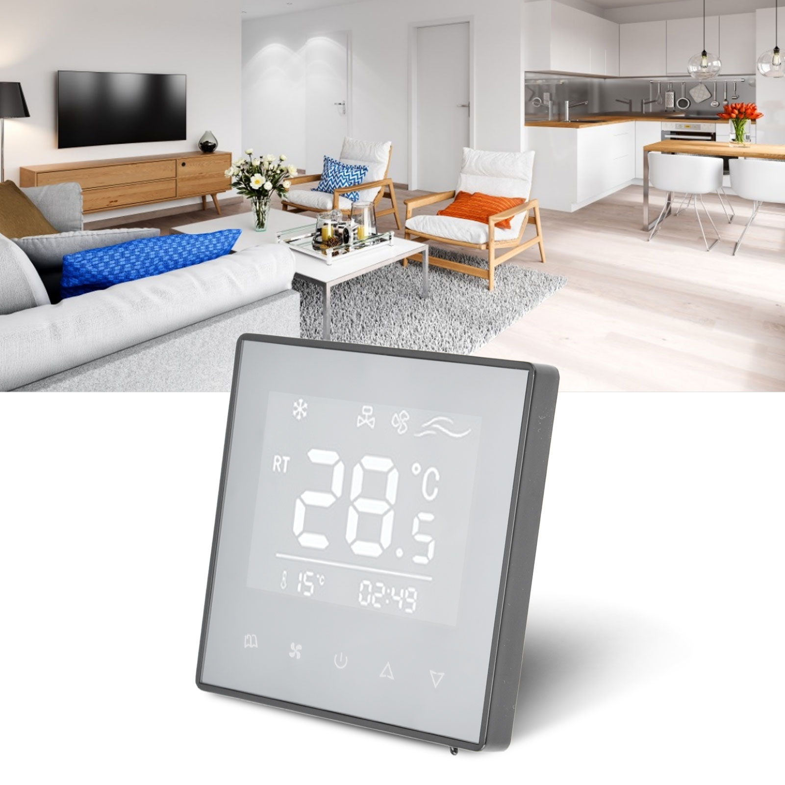Ac220v 8818f Temperaturregler, Klimaanlagen-bedienfeld, Steuerung Für Hotels/krankenhäuser, Schwarz