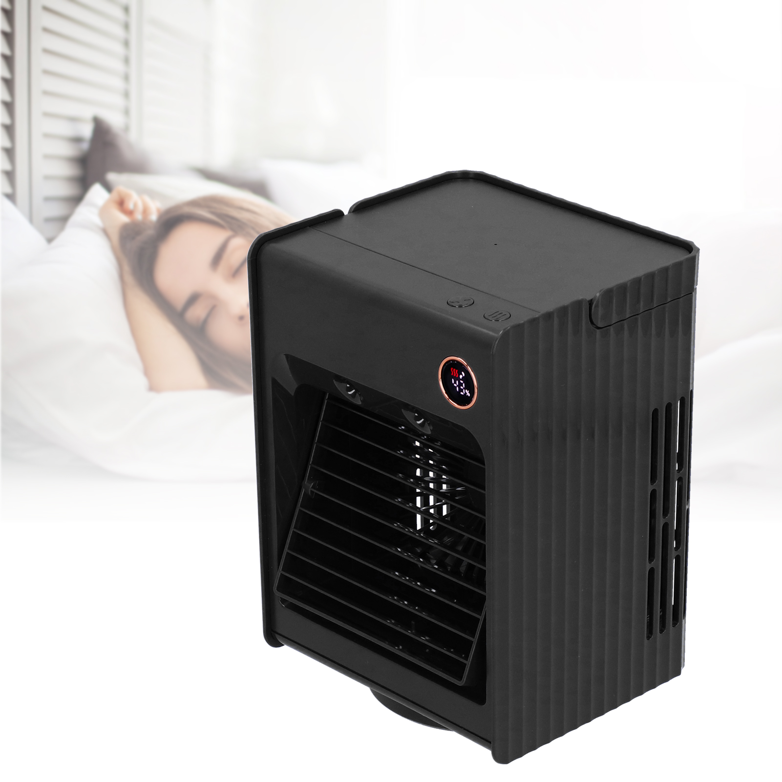 2-in-1 Oszillierender Luftbefeuchter Mit Ventilator, Licht, Usb-ladefunktion, Für Den Heimgebrauch (schwarz)