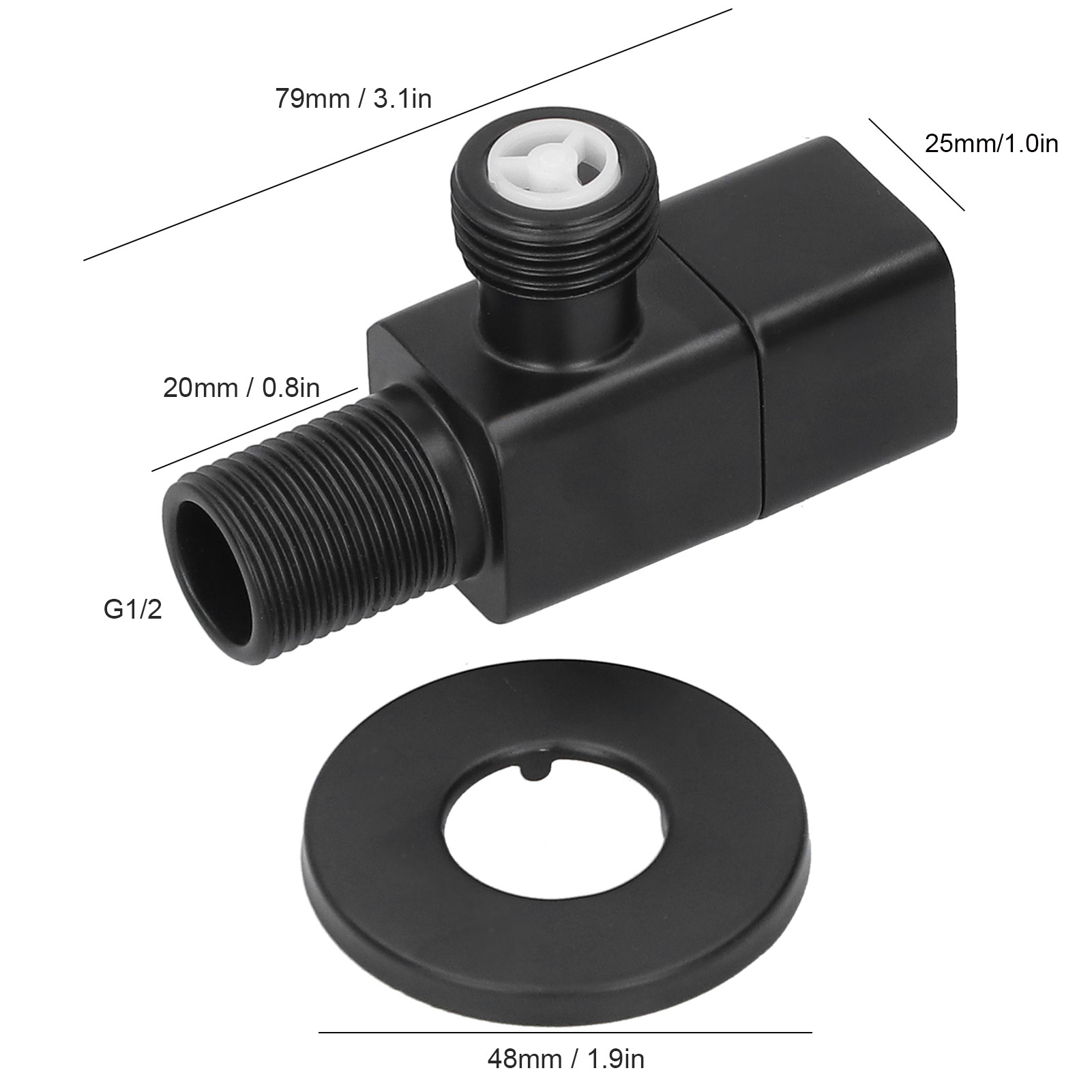G1/2 Eck-wasserabsperrventil Für Waschbecken/toilette, Schwarzes Zubehör