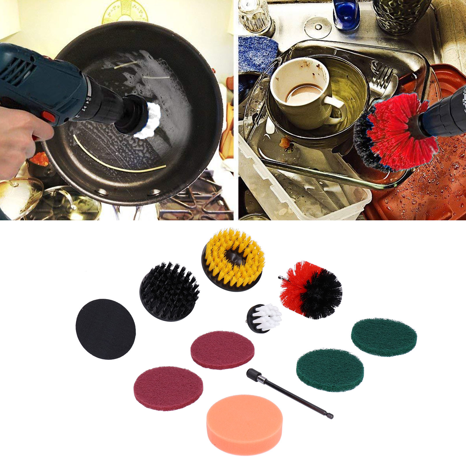 Set Mit 11 Polierbürsten Für Bohrmaschinen, Ideal Zum Reinigen Von Wänden Und Abstauben Von Böden.