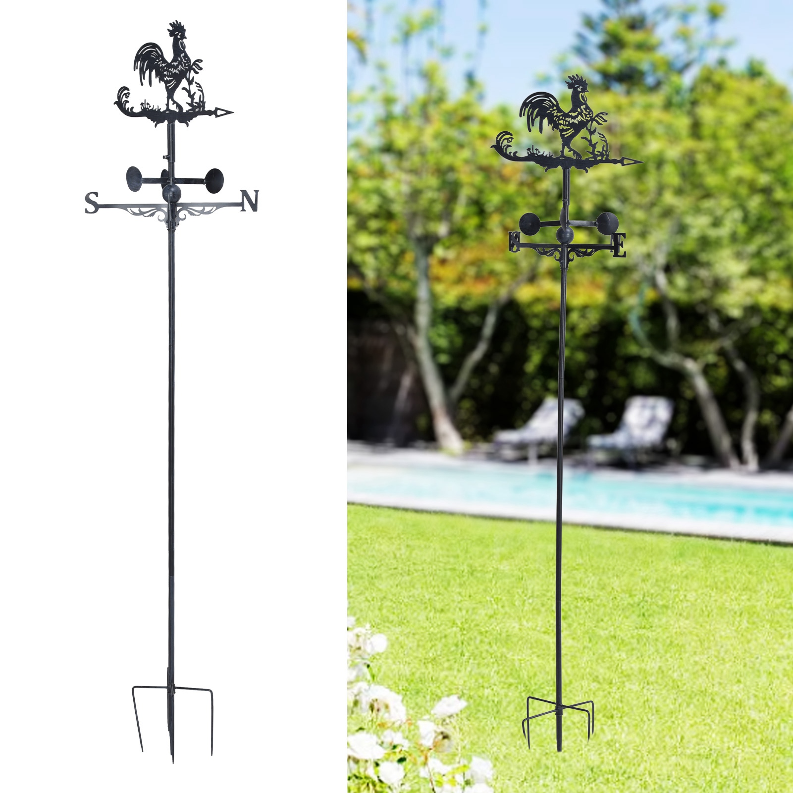 Gartenschild, Lasergraviert, Dekoratives Außenschild Für Den Garten, Eisenständer, Wand- Und Bodenschild, Doppelt Verwendbar, Hahn