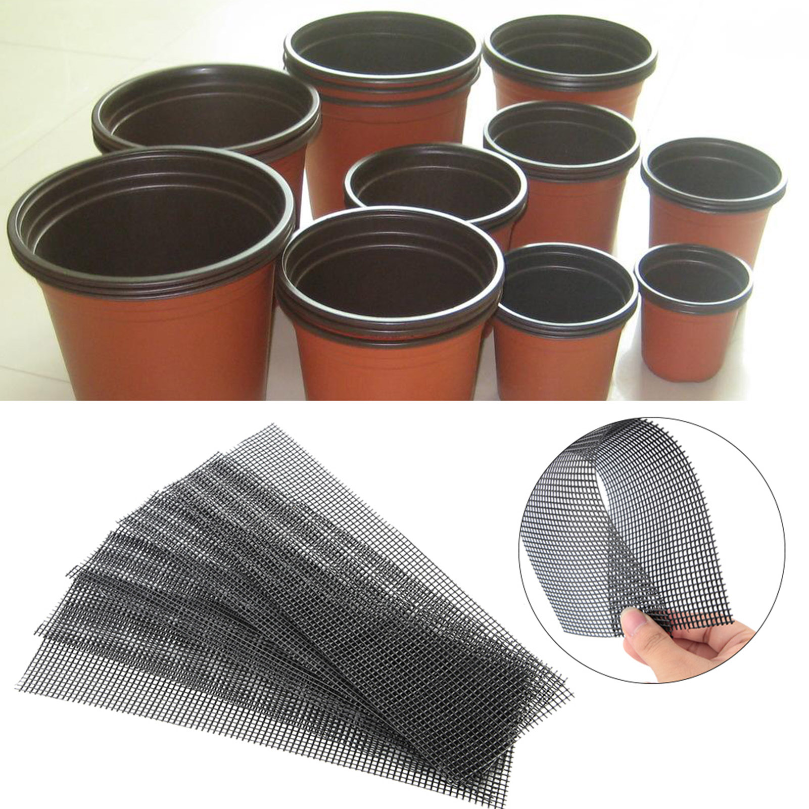Set Aus 5 Gartenmatten Aus Netzgewebe Für Abflusslöcher Von Blumentöpfen, Hintergrundmatten Zum Umtopfen Von Pflanzen Und Bonsai (30 X 10 Cm)