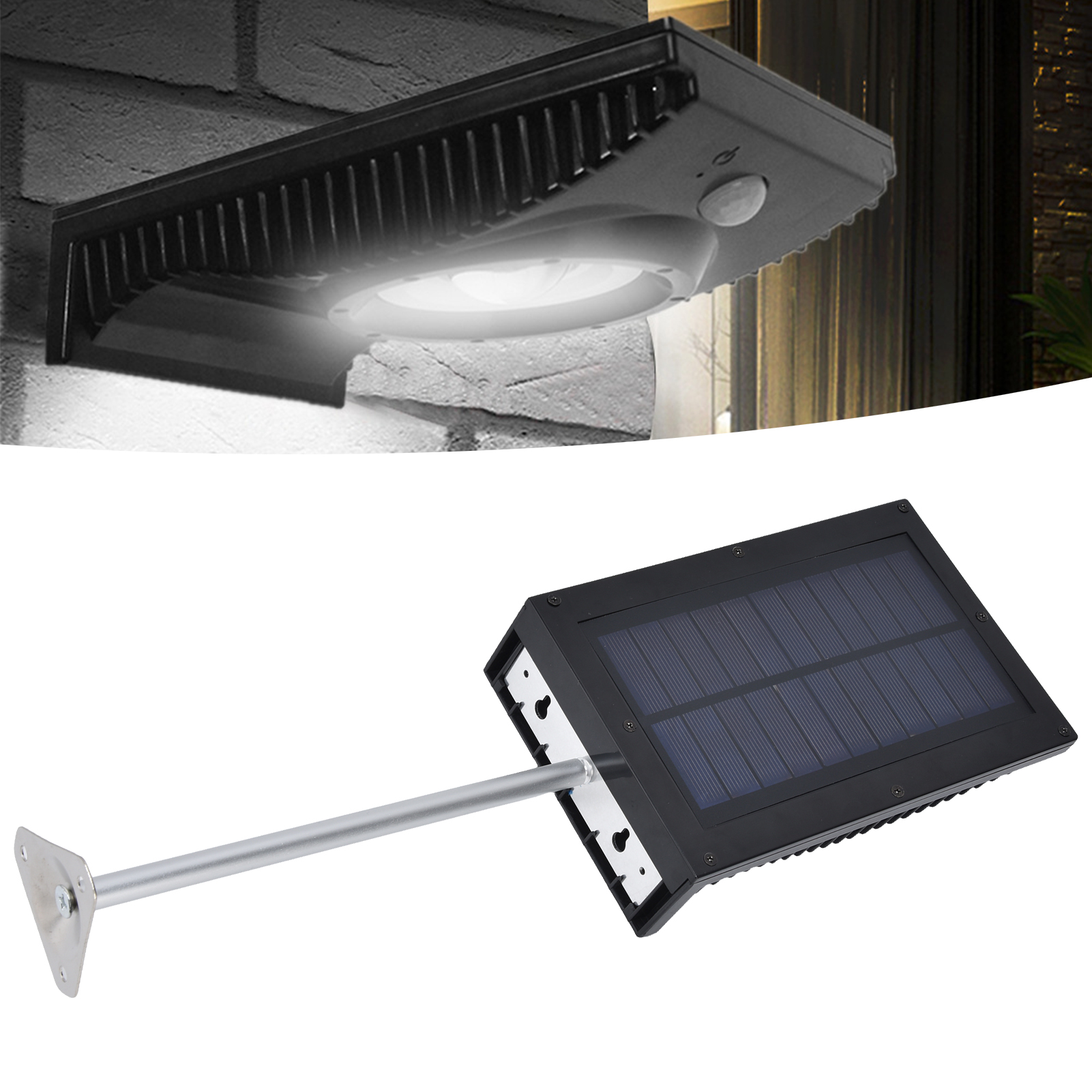 Cob-solar-wandleuchte Mit Bewegungsmelder, Gartenbeleuchtung Mit Befestigungsstange, Led-solar-außenleuchte Mit Bewegungsmelder.