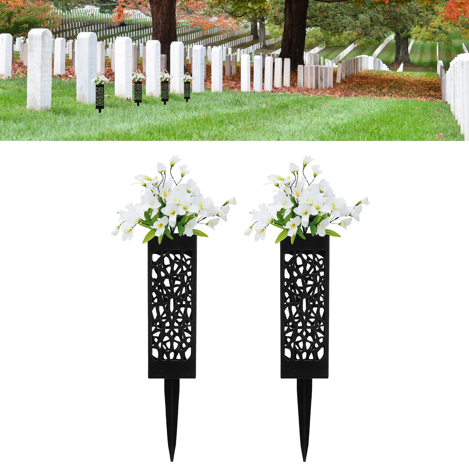 Zwei Friedhofsvasen Zur Aufbewahrung Von Blumen.