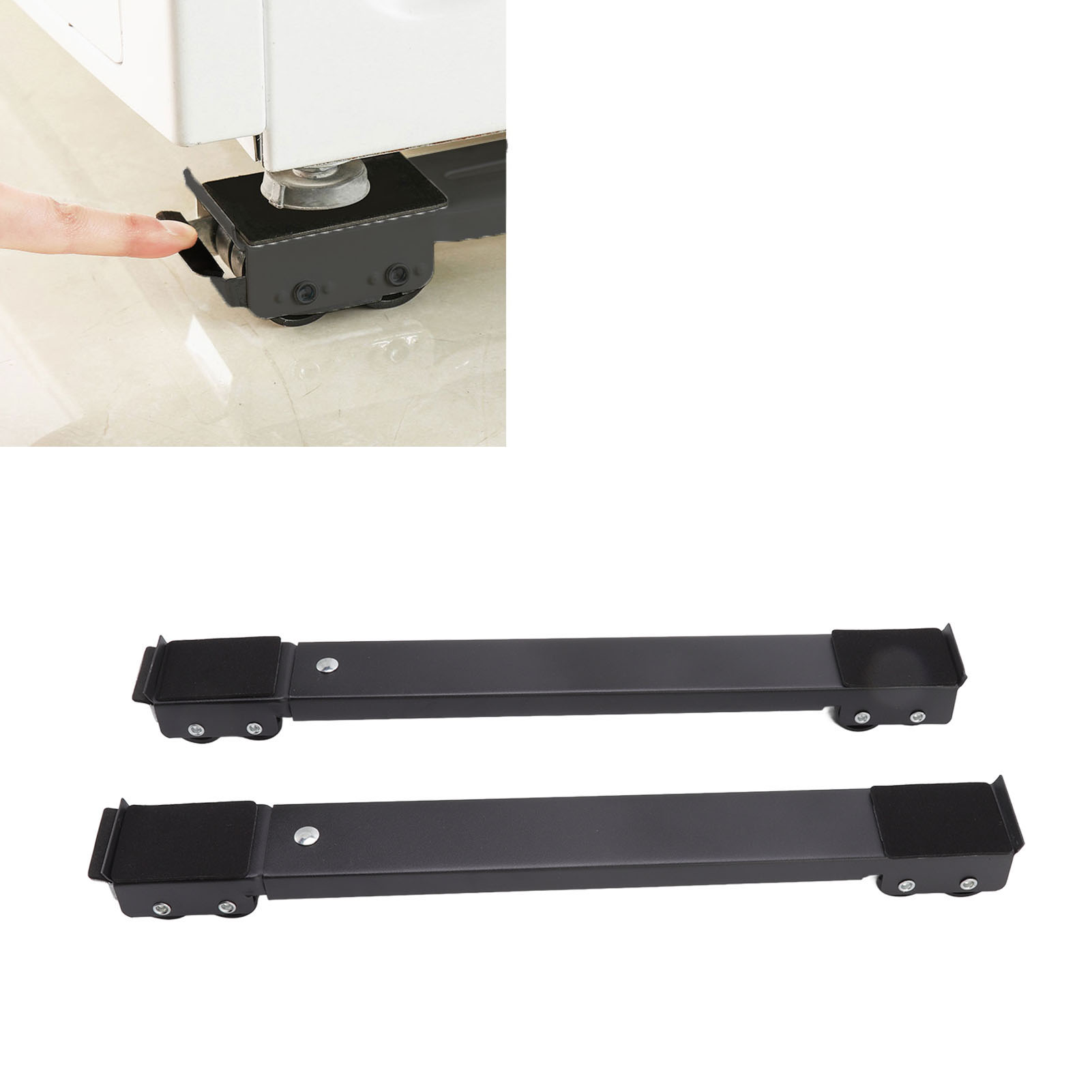 Set Mit 2 Mobilen Möbelständern, Erhöhter Basis, Rollen Für Kühlschrank Und Waschmaschine, Schwarz