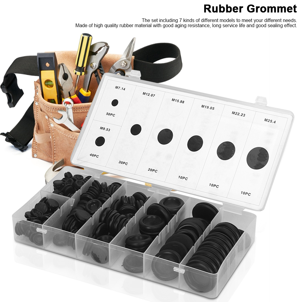 Set Mit 170 Schwarzen, Wasserdichten O-ringen Für Elektrische Kabel, Inklusive Kunststoffbox.