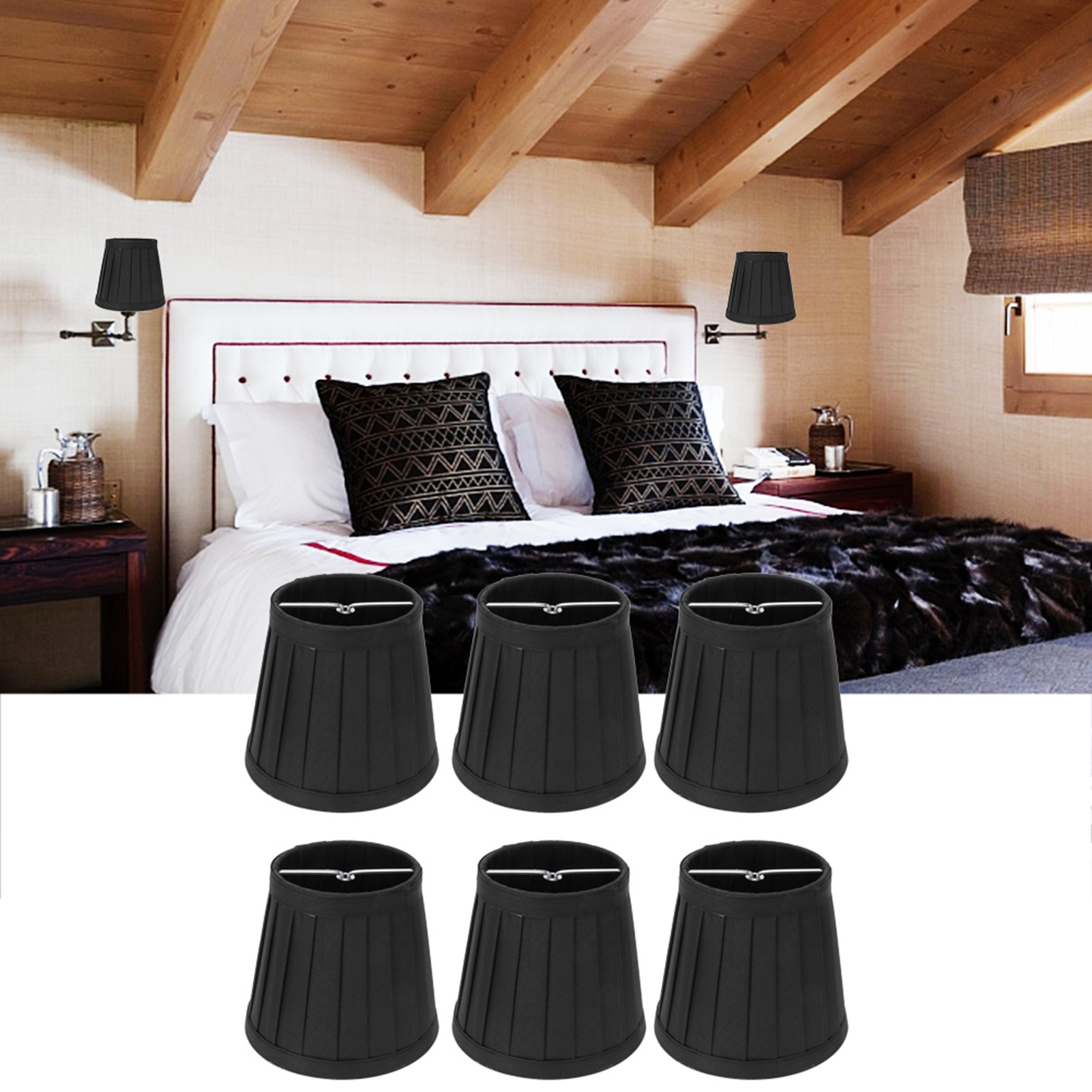 Set Mit 6 Modernen Stofflampenschirmen Für Kronleuchter, Kompatibel Mit E14-wandleuchten, Zur Dekoration Ihres Zimmers.