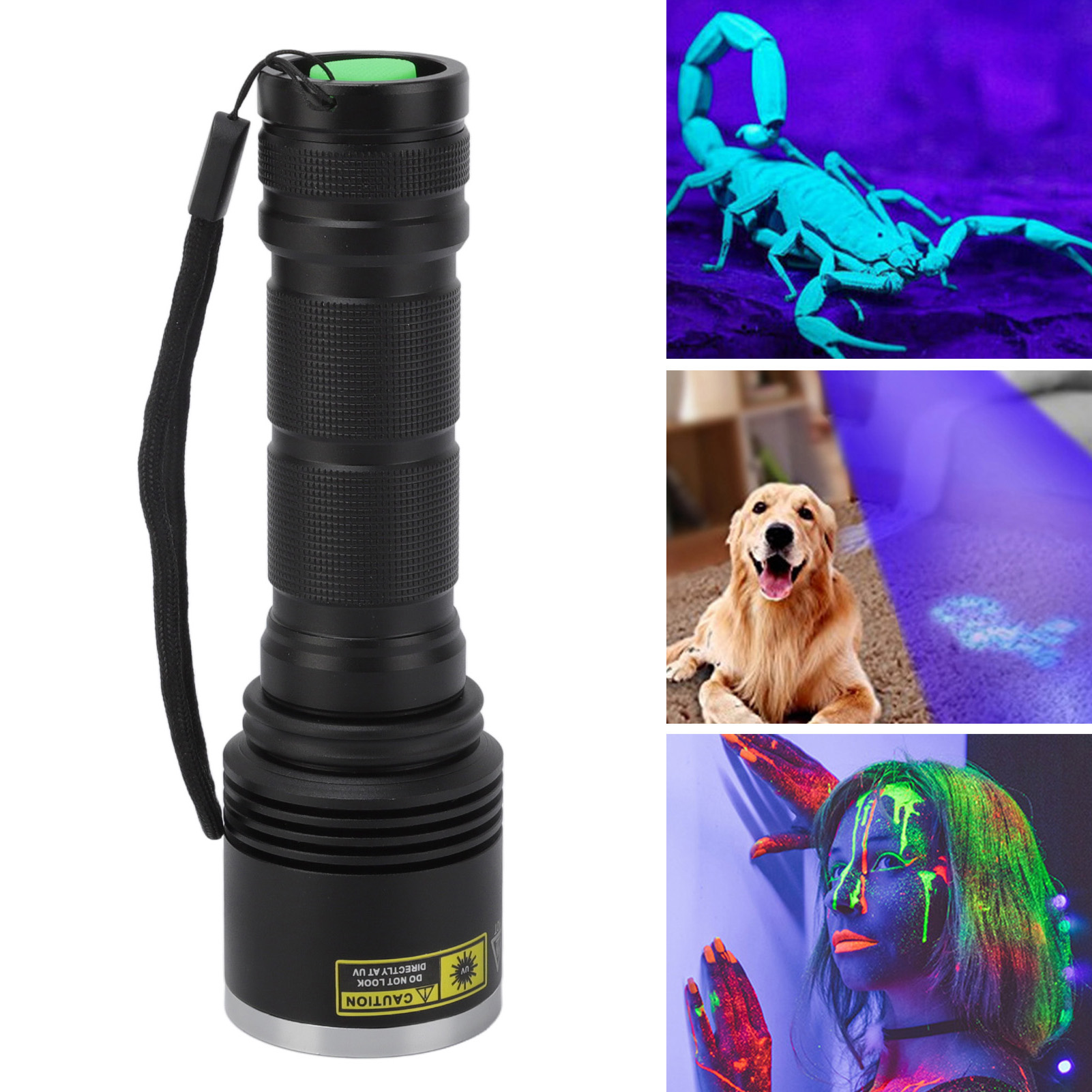 15-w-uv-taschenlampe (365 Nm), Uv-schwarzlicht-taschenlampe, Schwarzlicht-fälschungsdetektor, Katzenringwurm-detektor, Harzhärtungslampe, Batteriebetriebene Skorpion-taschenlampe