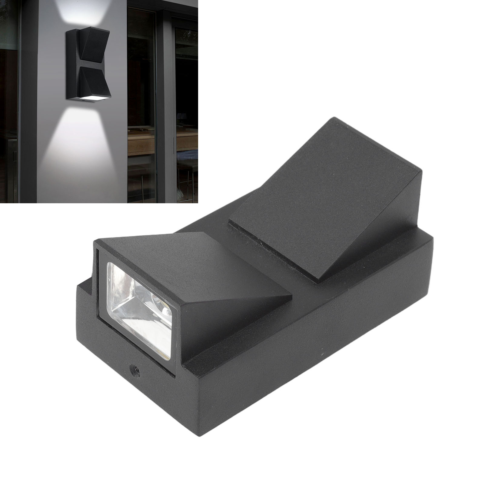 Wasserdichte Doppelkopf-außenwandleuchte (12w), Ober- Und Unterbeleuchtung Für Flure Und Eingänge, Moderner Minimalistischer Stil, Dekorative Led-beleuchtung Für Türen, Balkone, Innenhöfe Und Treppen.