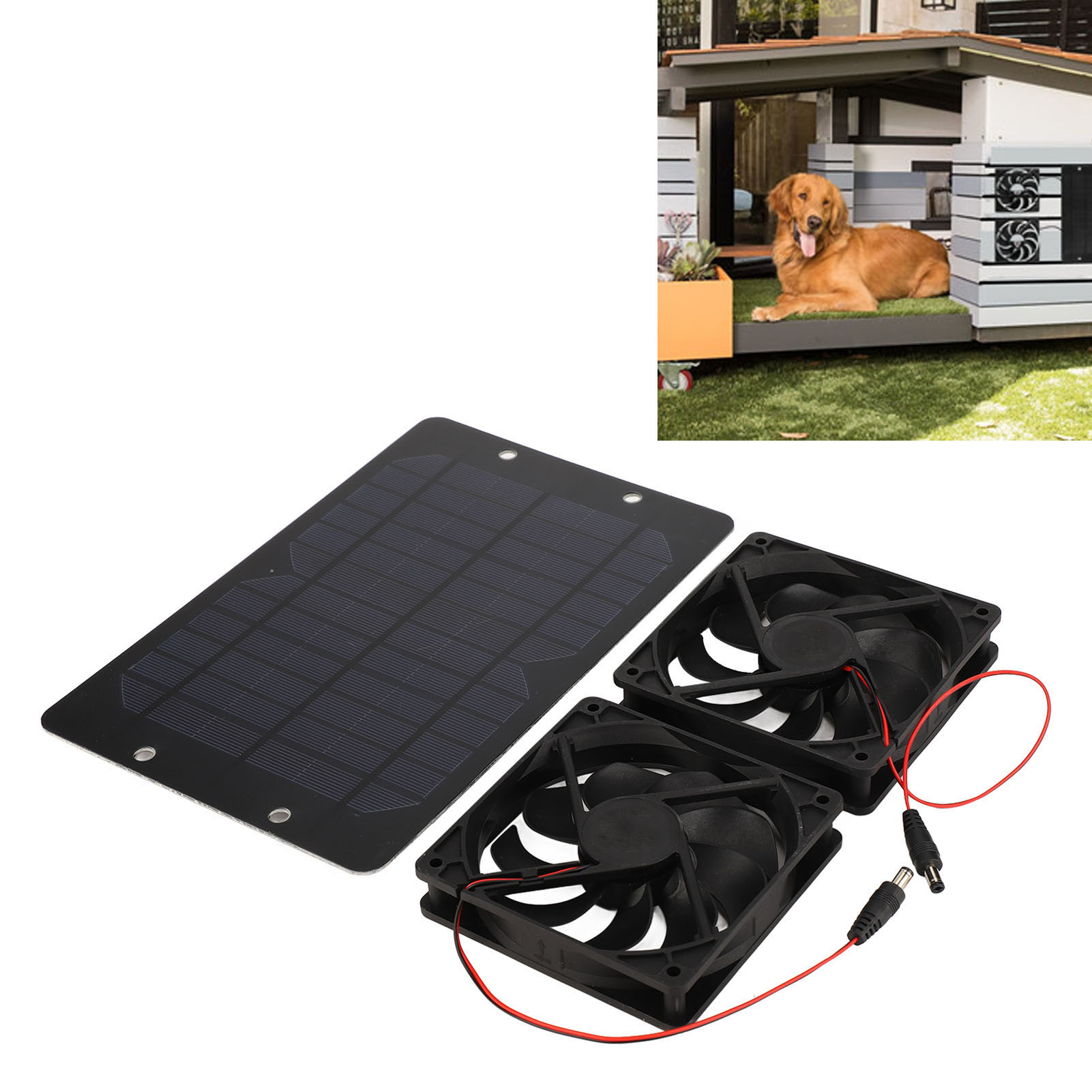 10-w-solarventilator, Doppelventilator, Wasserdicht, Tragbarer Außenventilator Mit 2 Abluftventilatoren Für Hühnerställe Und Gewächshäuser