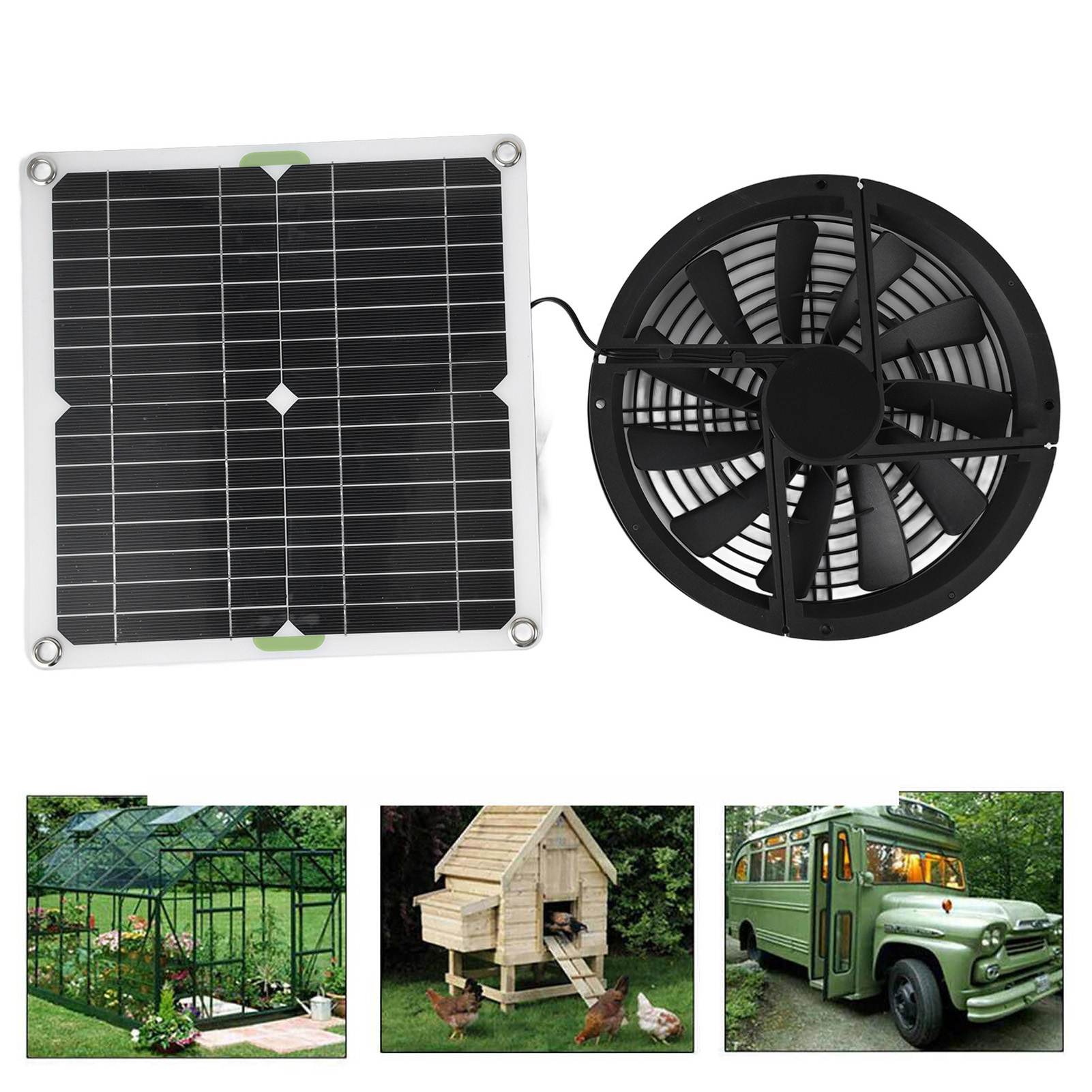 Runder Ventilator (10 Zoll) Mit 100-w-solarpanel Für Haustiertoiletten