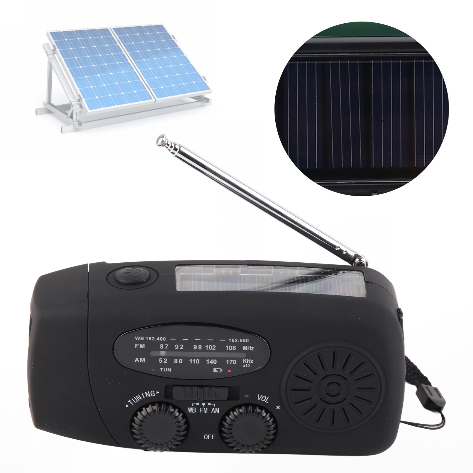 Handkurbel-solarradio, Multifunktionales Solarradio, Handkurbel-taschenlampe Zur Katastrophenvorsorge, Schwarz, Amerikanisches Modell