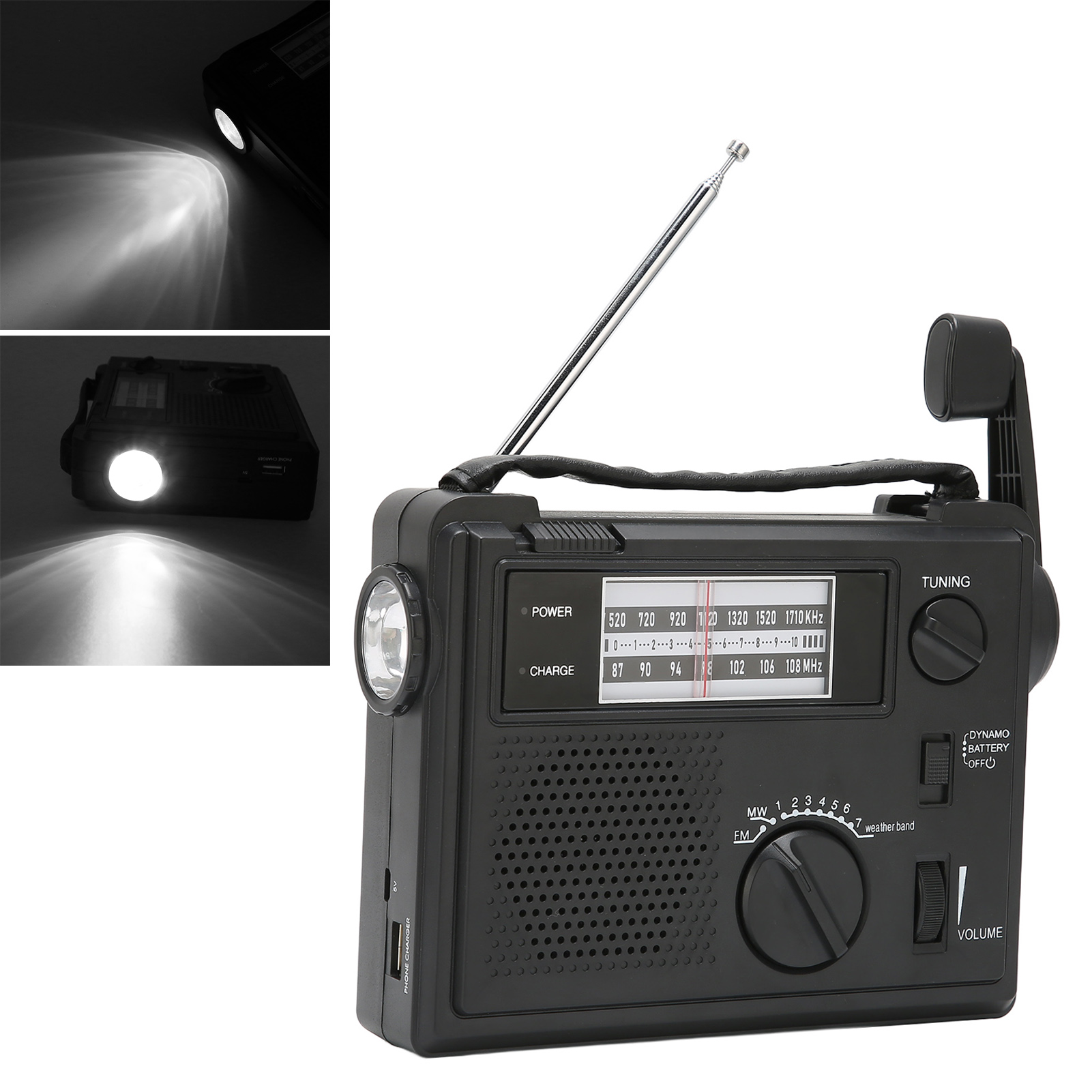 Led-kurbelradio, Kurbeltaschenlampe, Fm/am/wb-multibandradio, Tragbares Notfallradio Für Den Außeneinsatz.