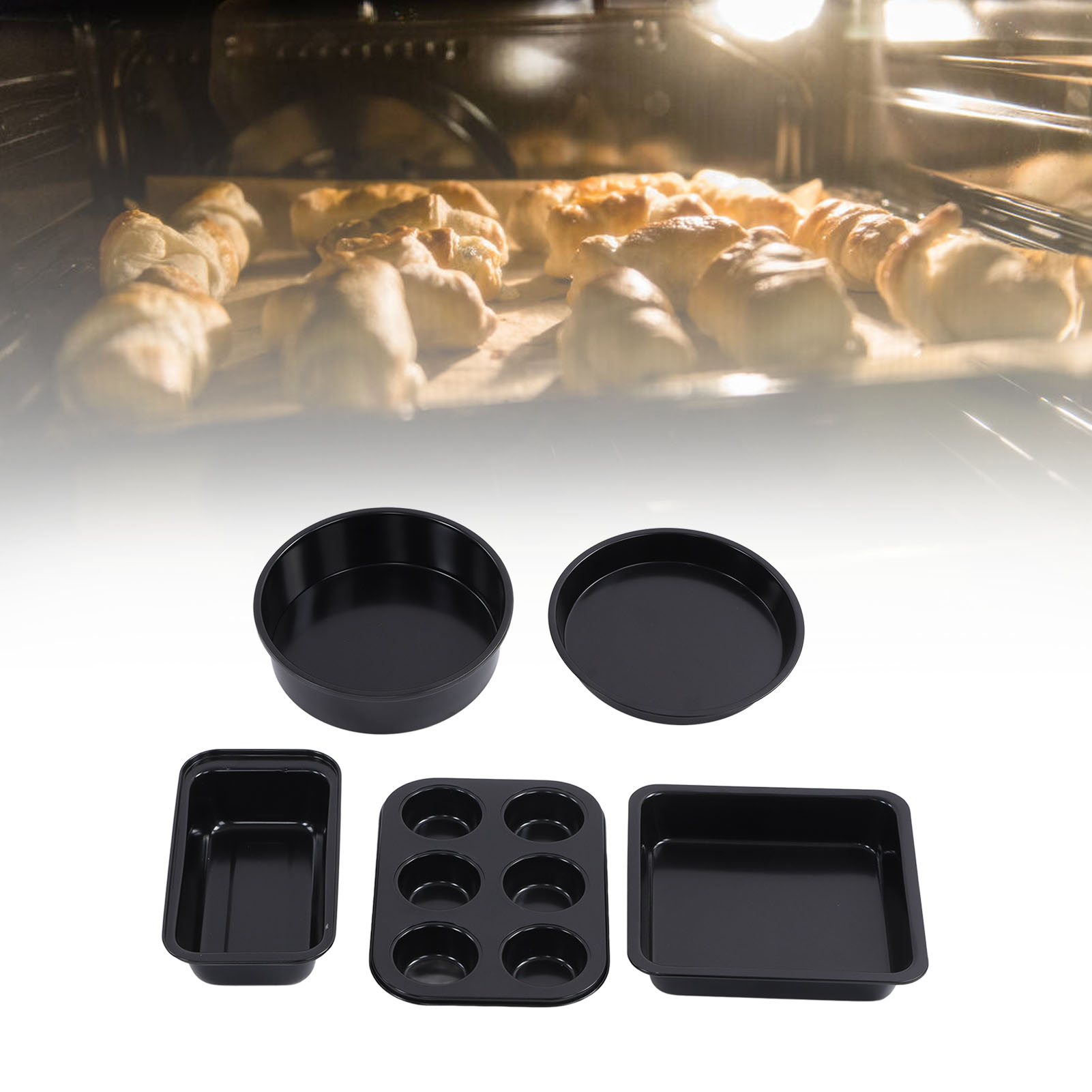 Professionelles Backform-set Aus Kohlenstoffstahl, Bestehend Aus Einer Kuchenform, Einer Pizzaform Und Backblechen Für Den Hausgebrauch (schwarz).