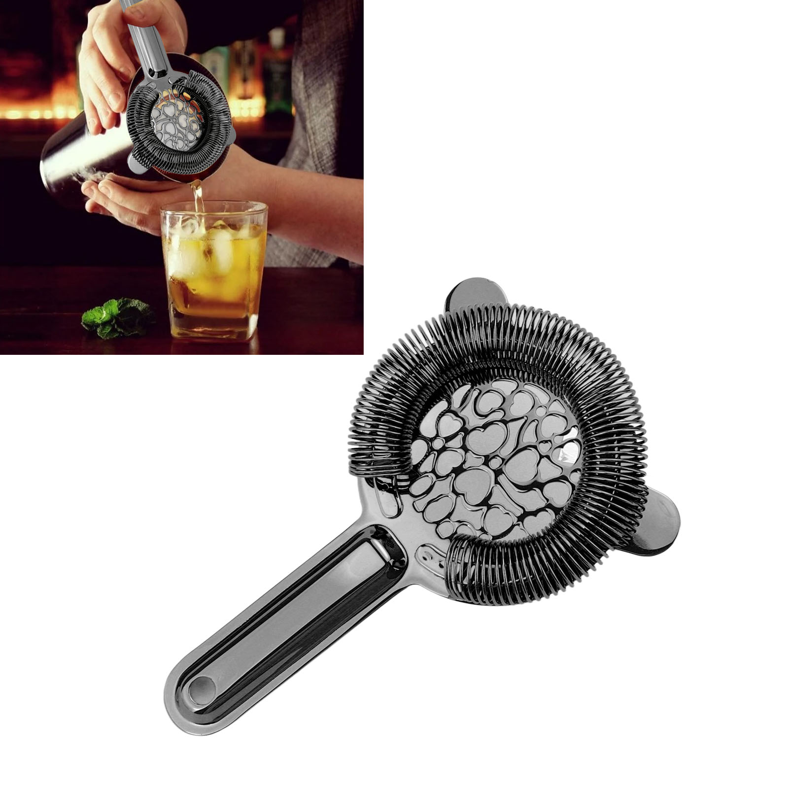 Eislöffel Aus Edelstahl, Eissieb Im Europäischen Stil, Eissieb, Abtropfsieb, Schwarz Verzinnt