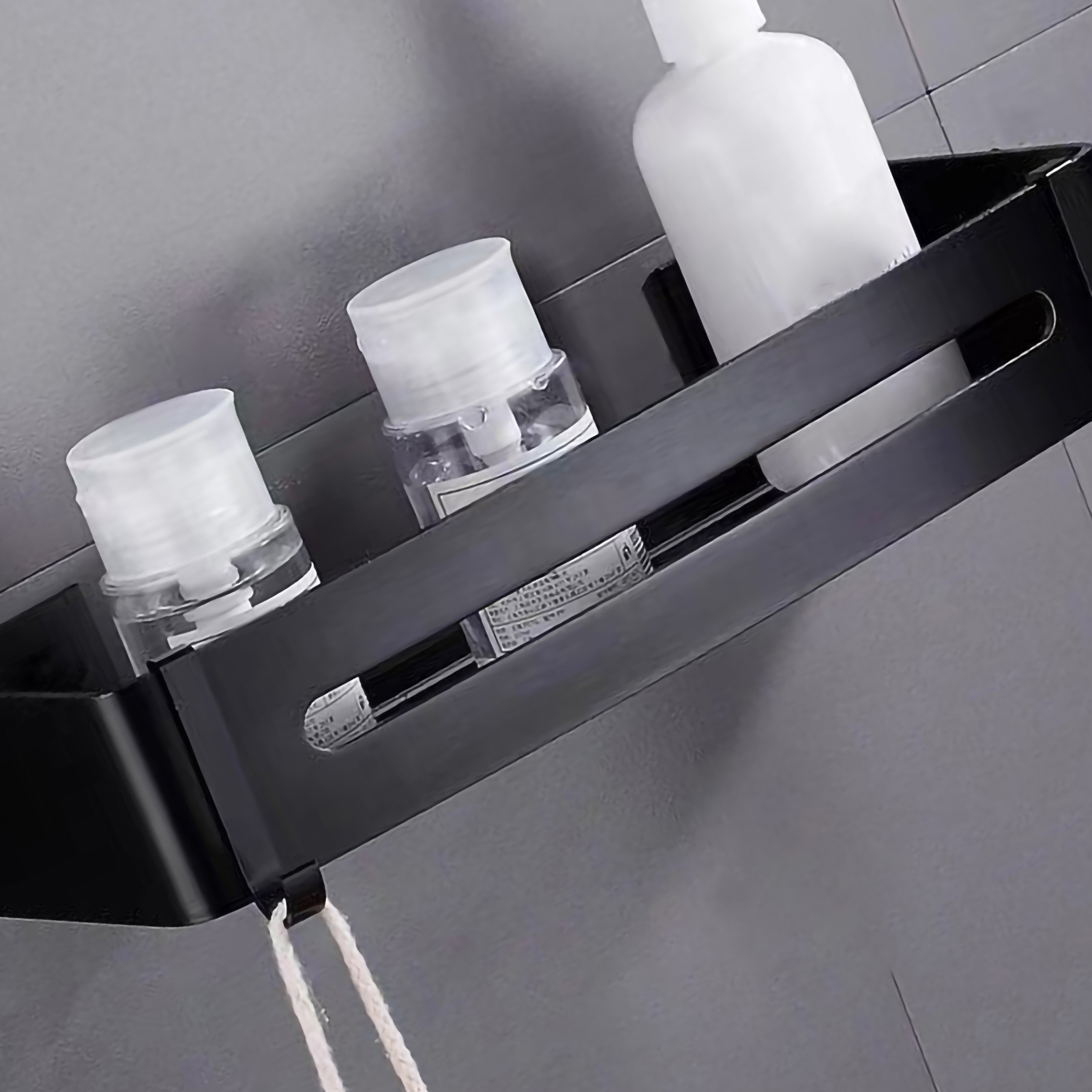 Bohrfreies Aluminium-ablageregal Für Toiletten Und Badezimmer, Dreieckiges Regal, Wandmontiertes Eckregal Für Badezimmer, Einstöckiges Rechteckiges Regal Mit Rand.