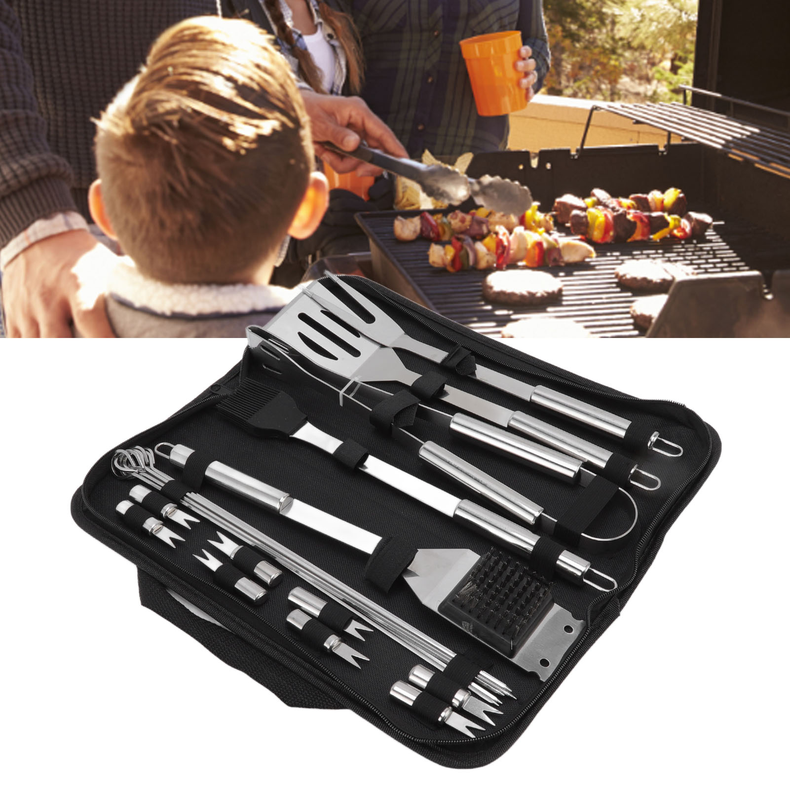 20-teiliges Edelstahl-grillset Für Den Außenbereich Und Den Gebrauch Zu Hause