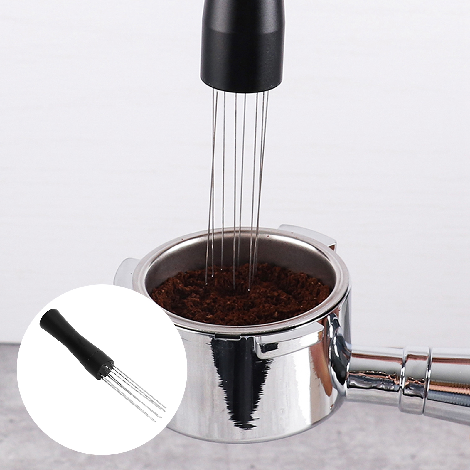 Schwarzer Kaffeepulverspender, Dispergiermittel Für Kaffeepulver, Espressohilfsmittel, Mischnadel Für Homogenes Mischen Von Kaffeepulver.