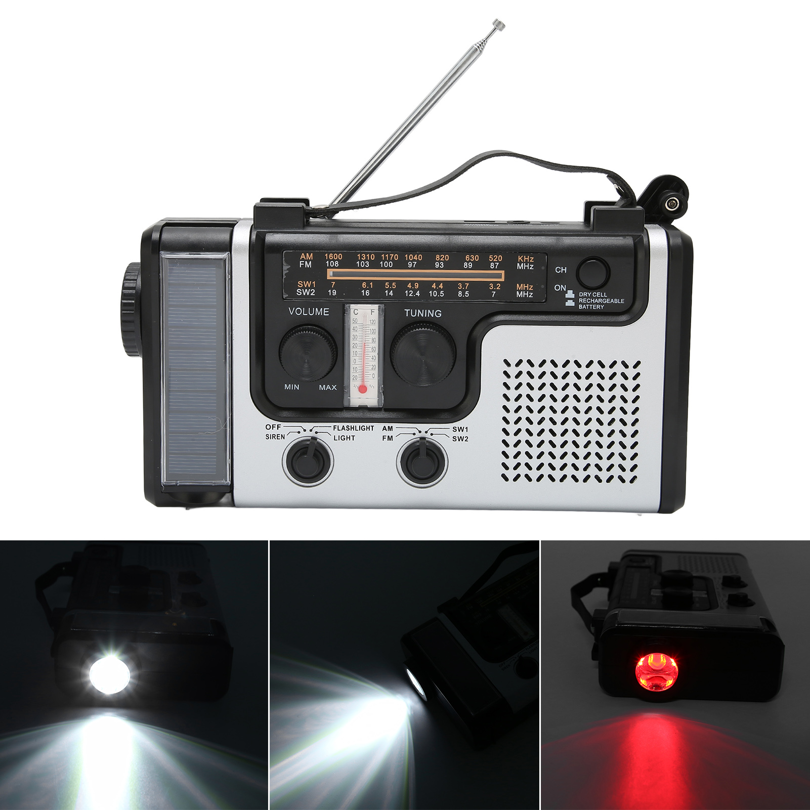 Led-kurbelradio, Kurbeltaschenlampe, Solarbetriebenes Am/fm/sw-mehrband-kurbelradio, Tragbares Notfallradio Für Den Außeneinsatz.