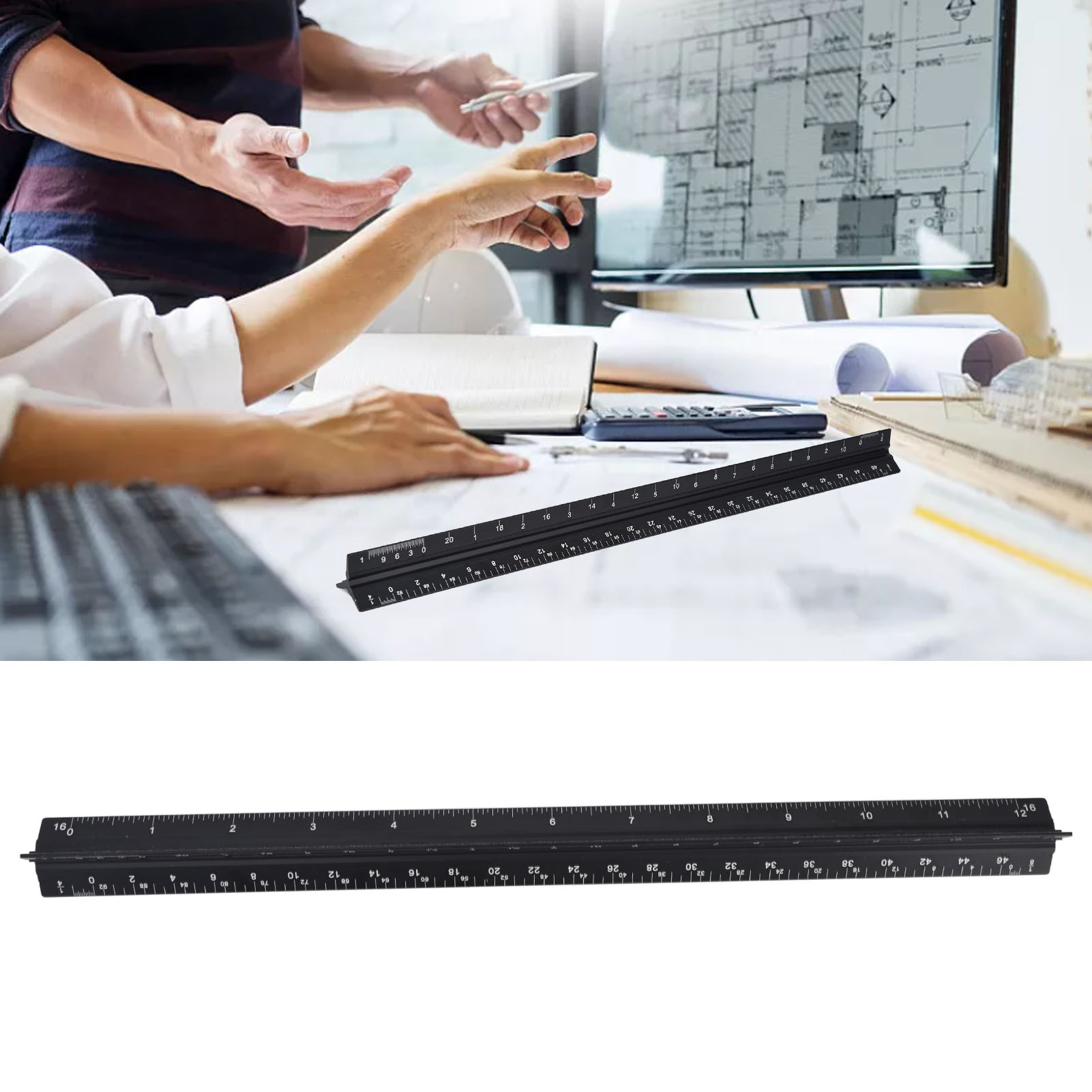 Dreieckslineal Aus Aluminiumlegierung, Lasergraviertes Zeichenlineal, Architekturdesign, Holzbearbeitung, Dekoration, Zoll, Zentimeter, Messskala, Kleines Imperiales Dreieckslineal (serie)