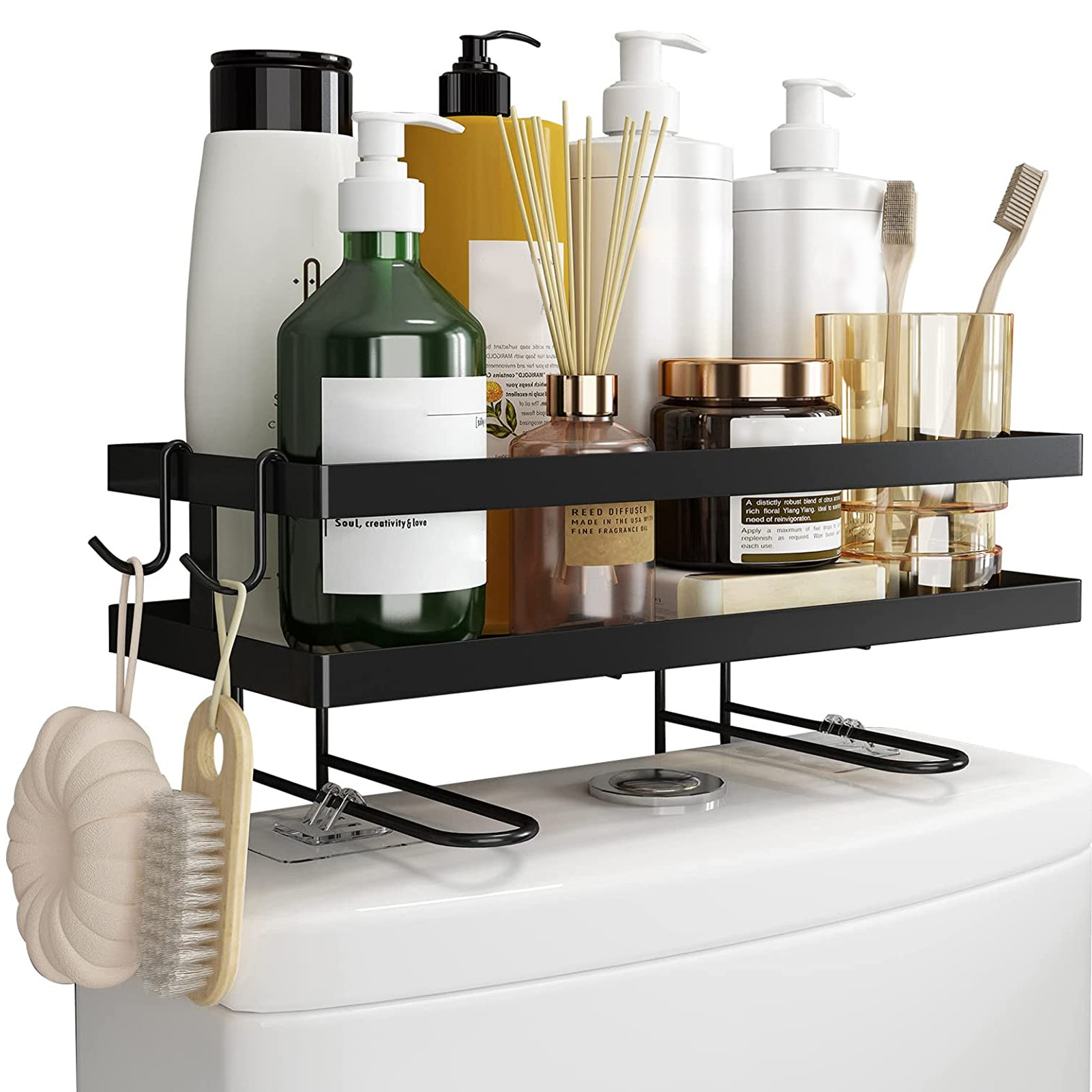 Ablage Für Den Spülkasten, Schmiedeeiserner Toilettenhalter Ohne Bohren, Toilettenorganizer, Schwarzer Toilettensitzhalter
