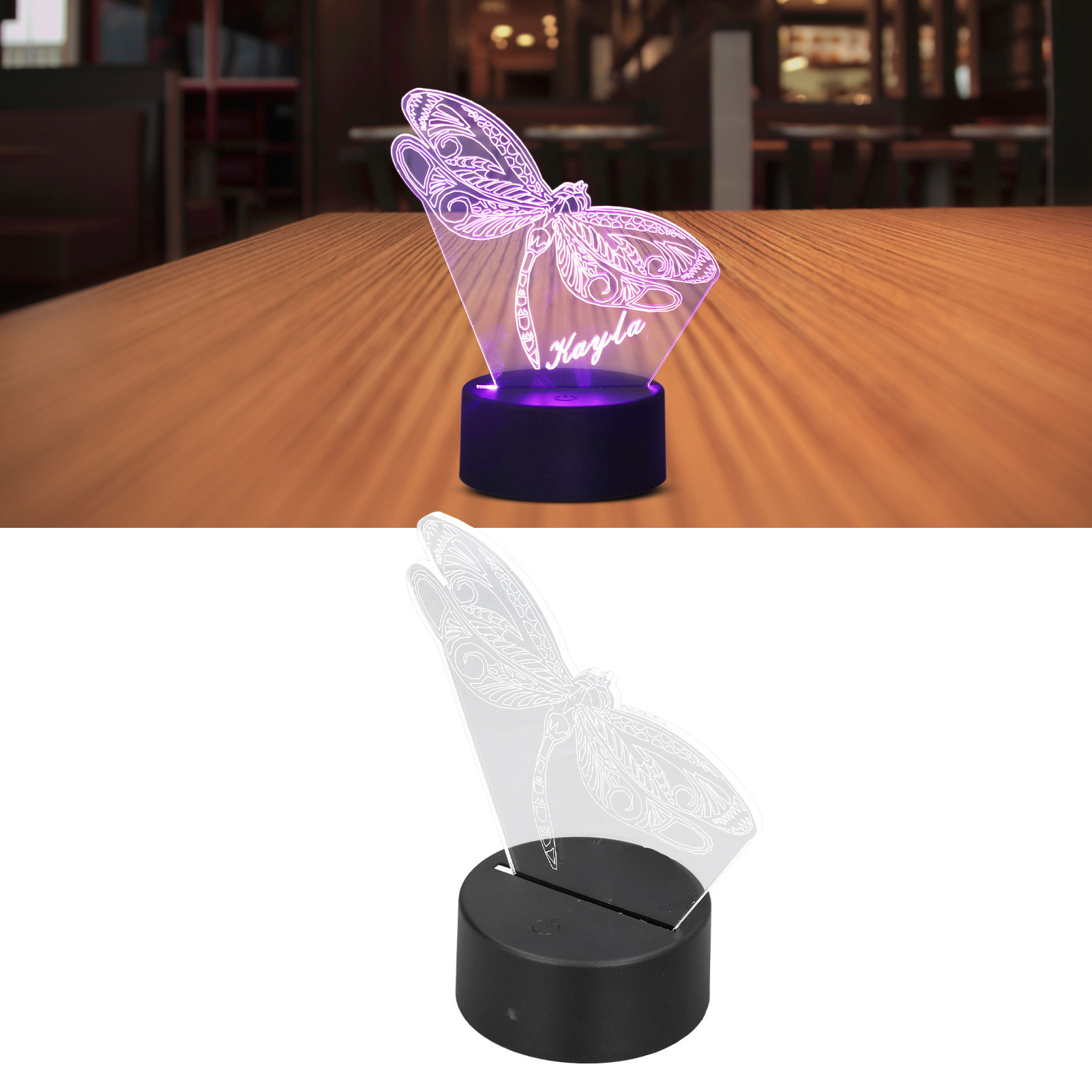 3d-libellenlampe, 3d-nachtlicht, Kreative Und Helle Touch-lampe Mit Blinkenden Farben, Led-nachtlicht Fürs Kinderzimmer, Nachttischlampe, Kindergeburtstagsgeschenk, Usb- Oder Batteriebetrieben