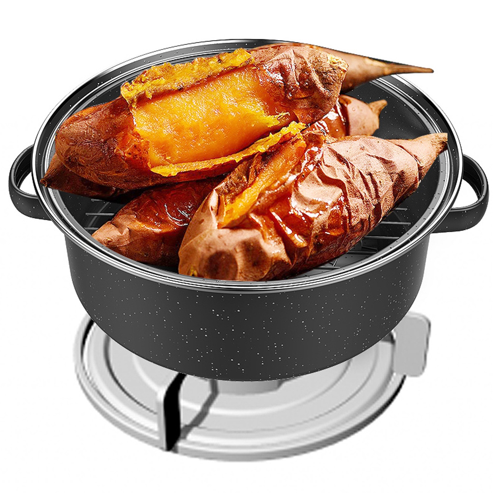 Geröstete Kastanien, Hausgemachtes Barbecue, Geröstete Süßkartoffeln, Fleischgrill, Koreanischer Grill, Süßkartoffelauflaufform, Gusseiserner Deckel, 28 Cm