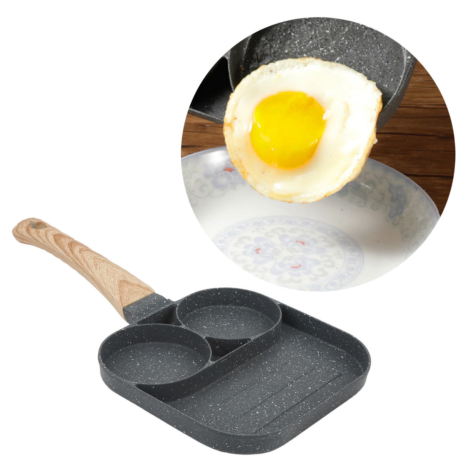 Eieromelett- Und Hamburgerpfanne, 3 Fächer, Antihaftbeschichtet, Zum Kochen.