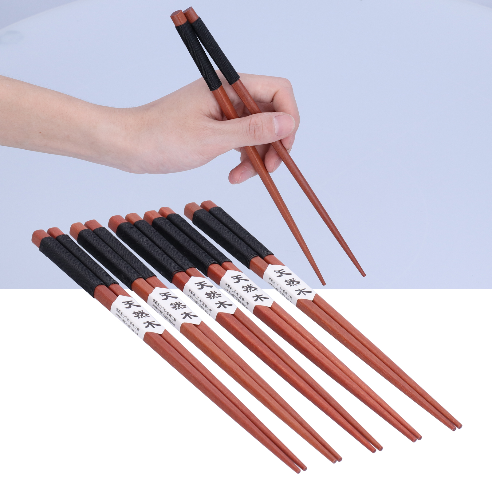 5 Paar Geflochtene Essstäbchen Aus Holz, Rutschfest, Für Sushi, Für Hotels, Haushalte Und Restaurants (schwarz)