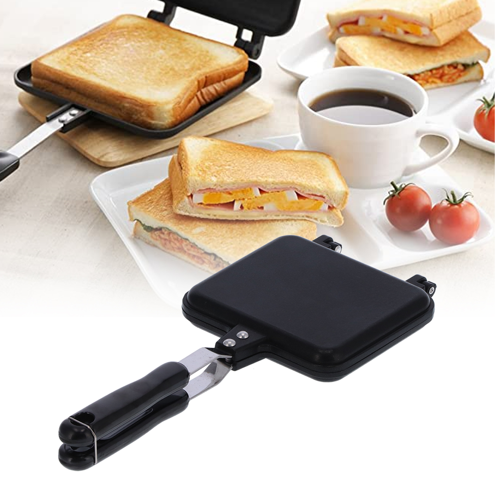 Doppelseitige Antihaft-bratpfanne Für Frühstück, Sandwichbrotform Und Toast