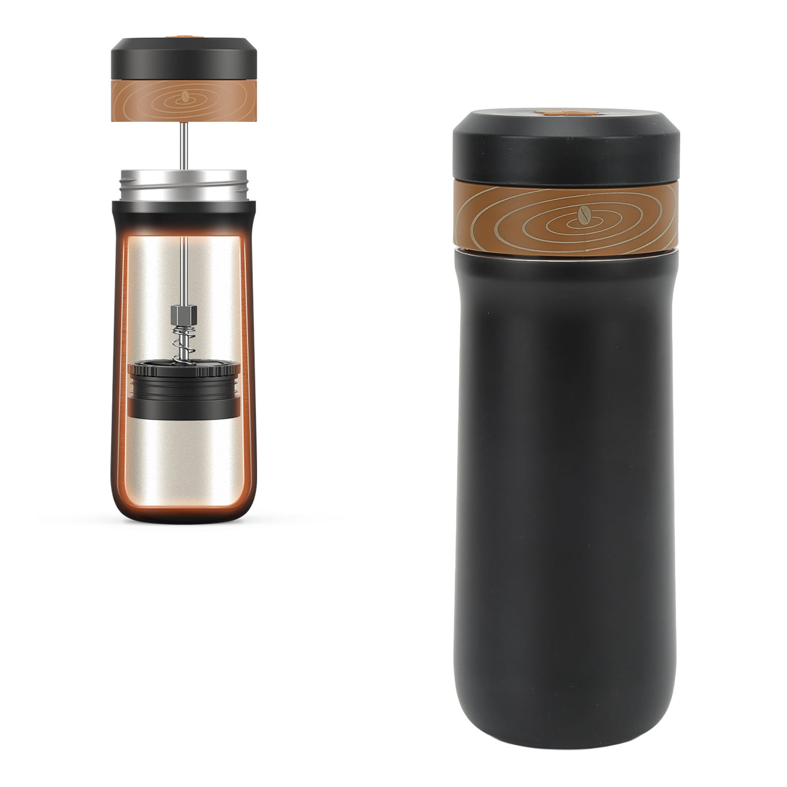 Tragbare, Isolierte Outdoor-flasche, Teekanne, Automatischer Kaffeesatzabscheider, Tragbare Edelstahl-thermoskanne, French-press-kaffeemaschine.
