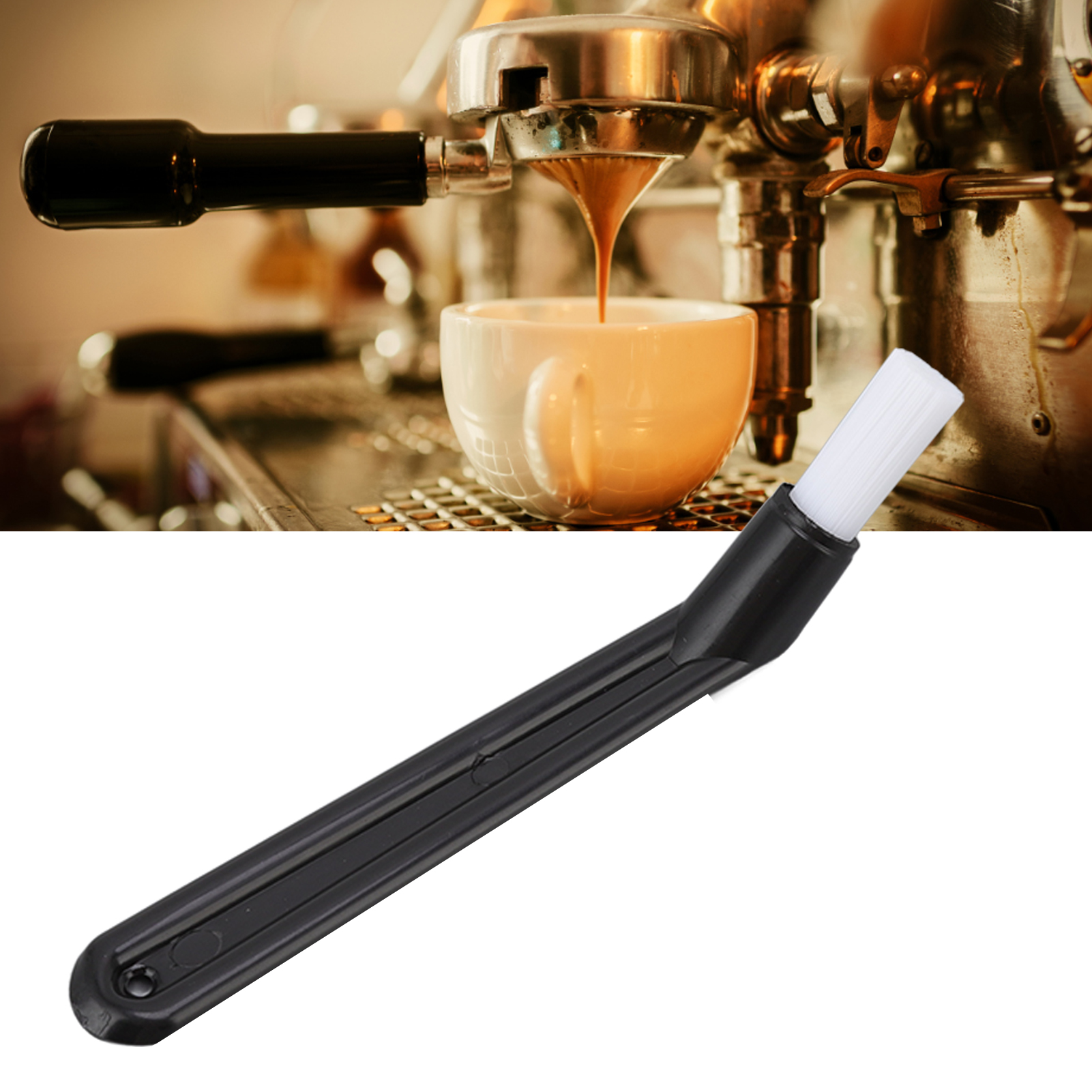 Reinigungsbürste Für Den Brühkopf Von Espressomaschinen, Abgewinkelter Kunststoffkopf, Steife Borsten, Nylon-reinigungsbürste, Kaffeezubehör Mit Kurzem Griff