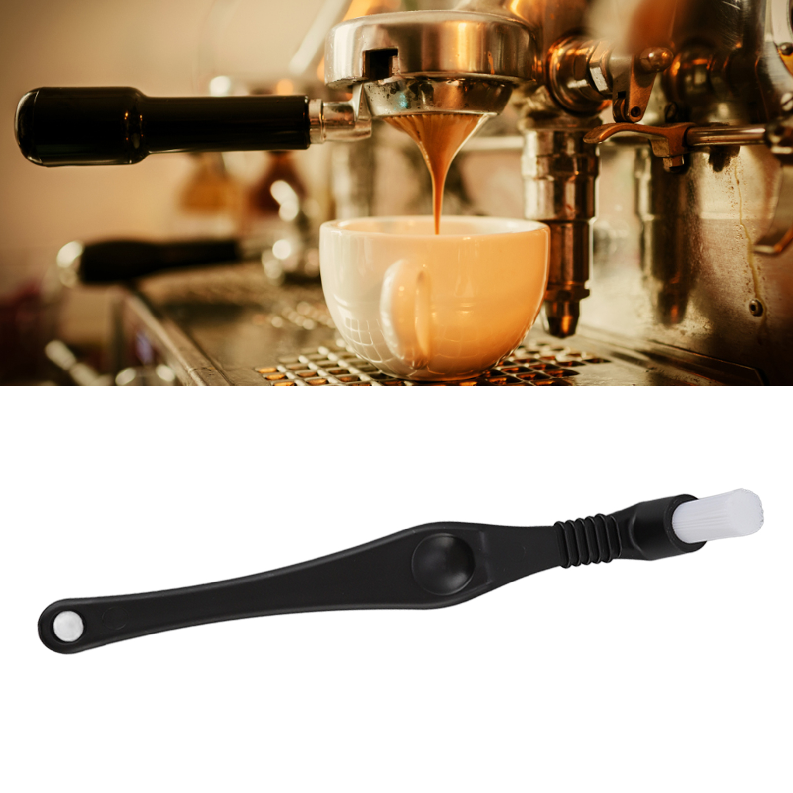 Reinigungsbürste Für Den Brühkopf Von Espressomaschinen, Gebogener Kunststoffkopf, Steife Borsten, Nylon-reinigungsbürste, Kaffeezubehör Mit Langem Griff